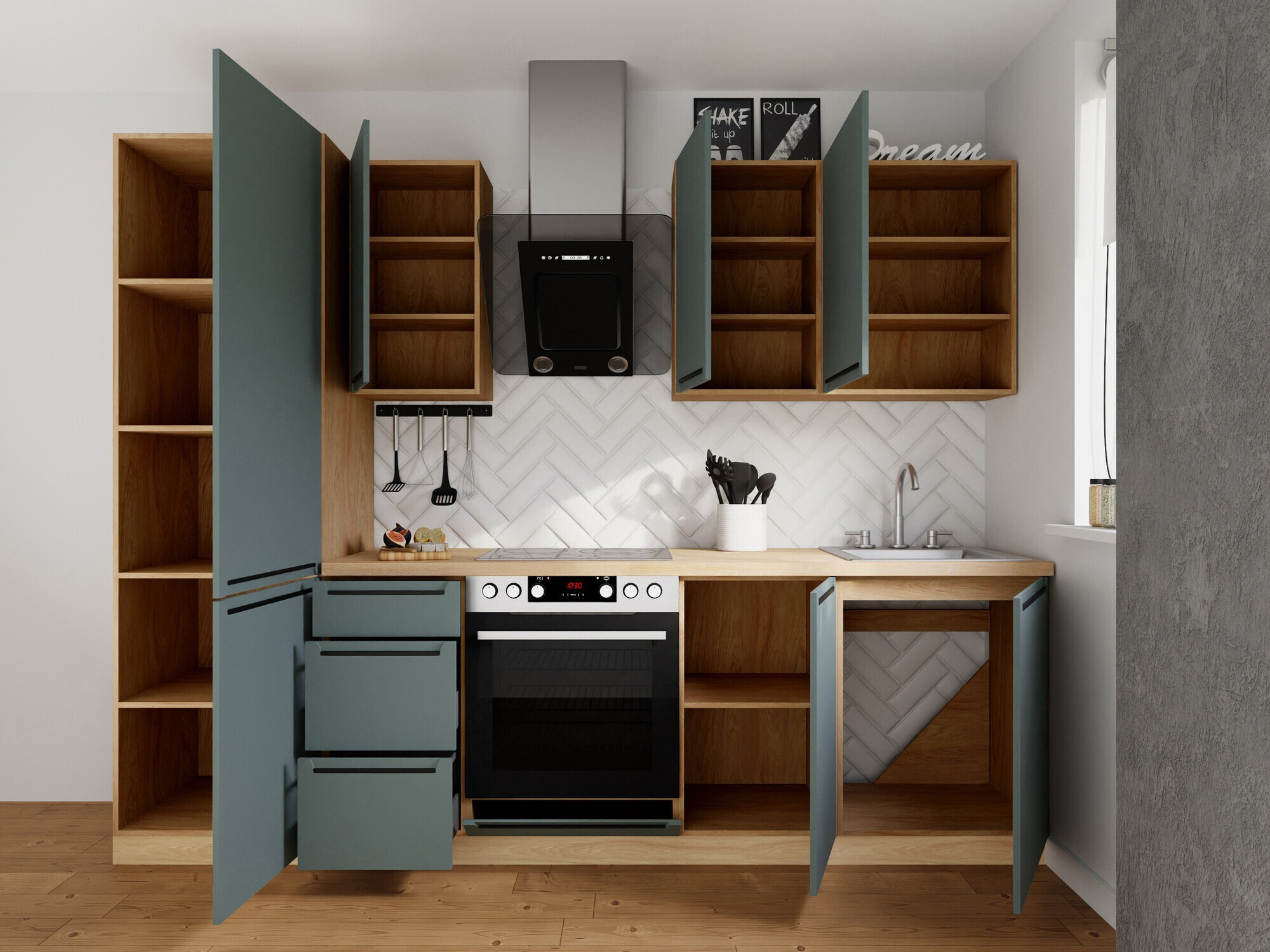 Modular kitchen set Riso Green 168