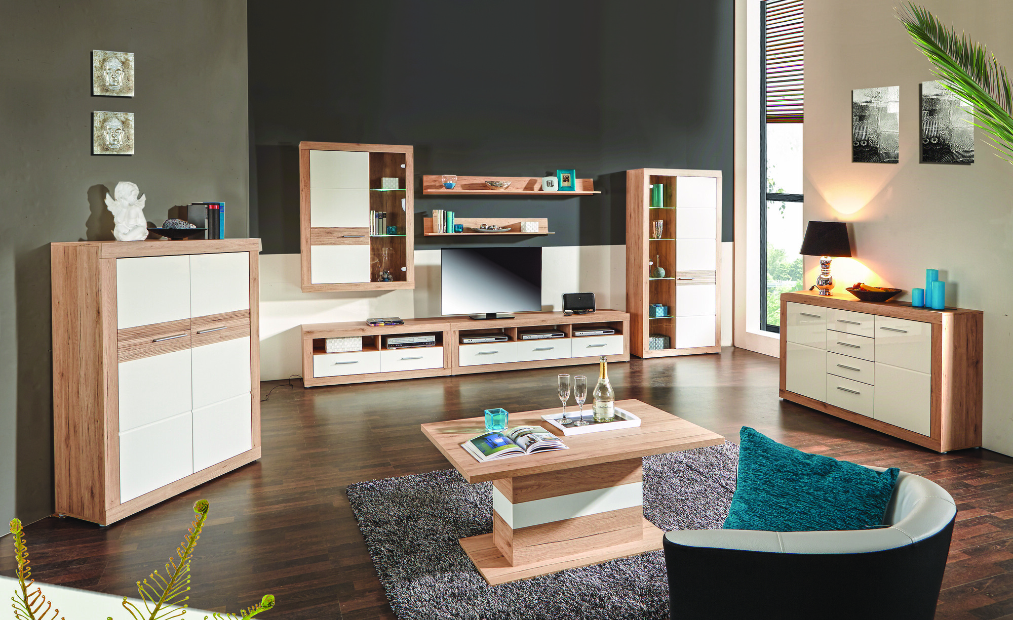 Chest of drawers Romfera 100 (White + San Remo oak)