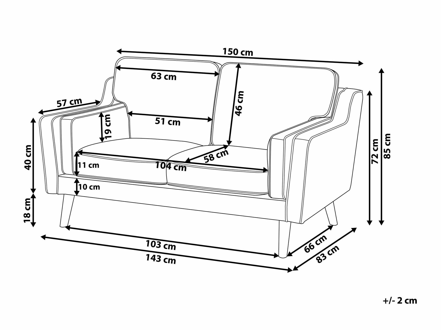 Καναπές Berwyn 254 (Άσπρο)