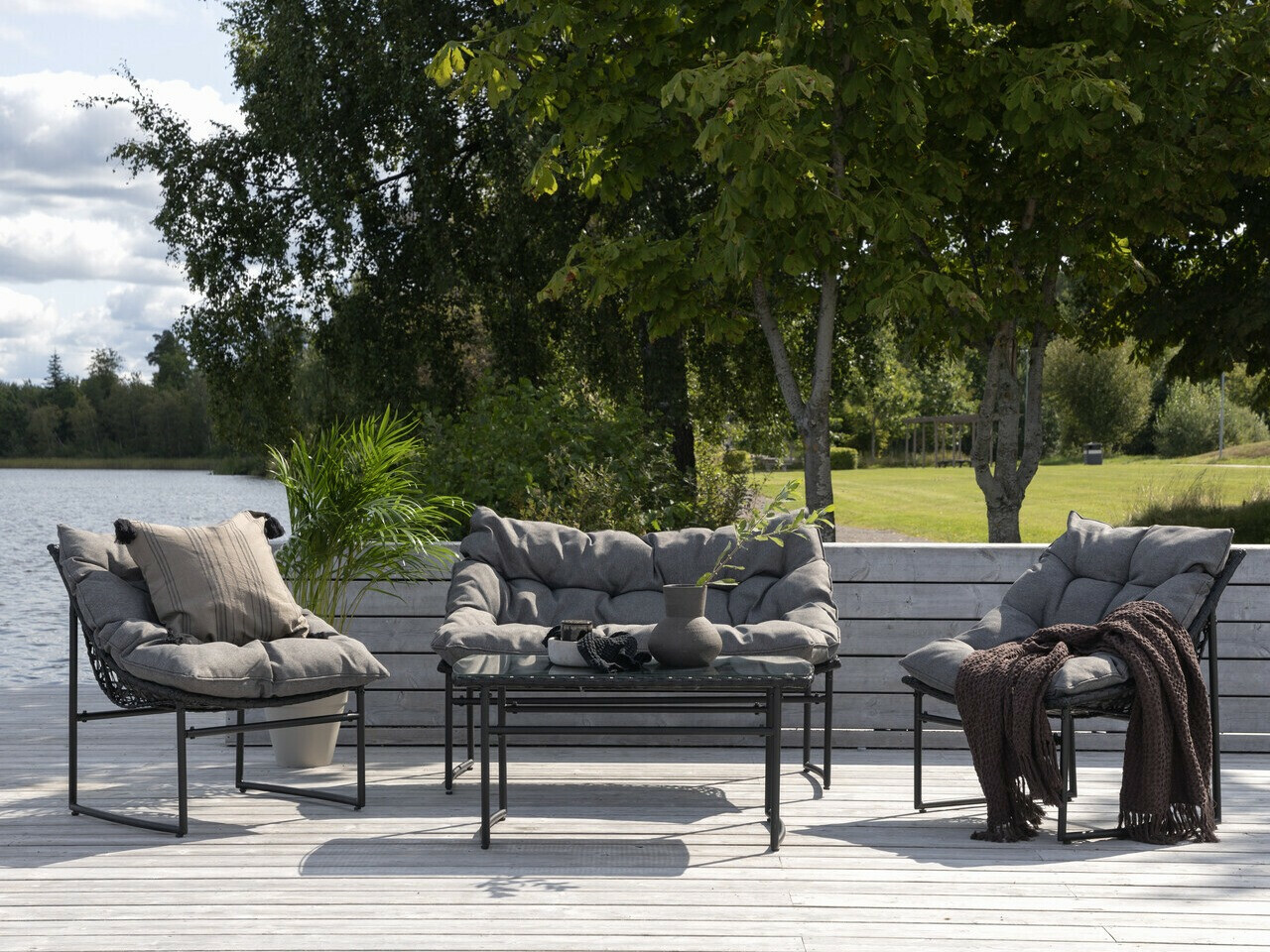 Σετ επίπλων εξωτερικού χώρου Dallas 4732 (Μαύρο + Γκρι)