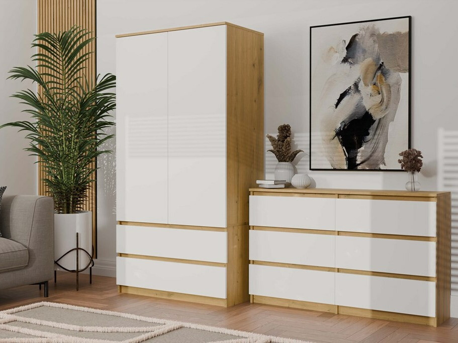 Συρταριέρα Elbvelu 103 (Artisan βελανιδιά + Άσπρο)