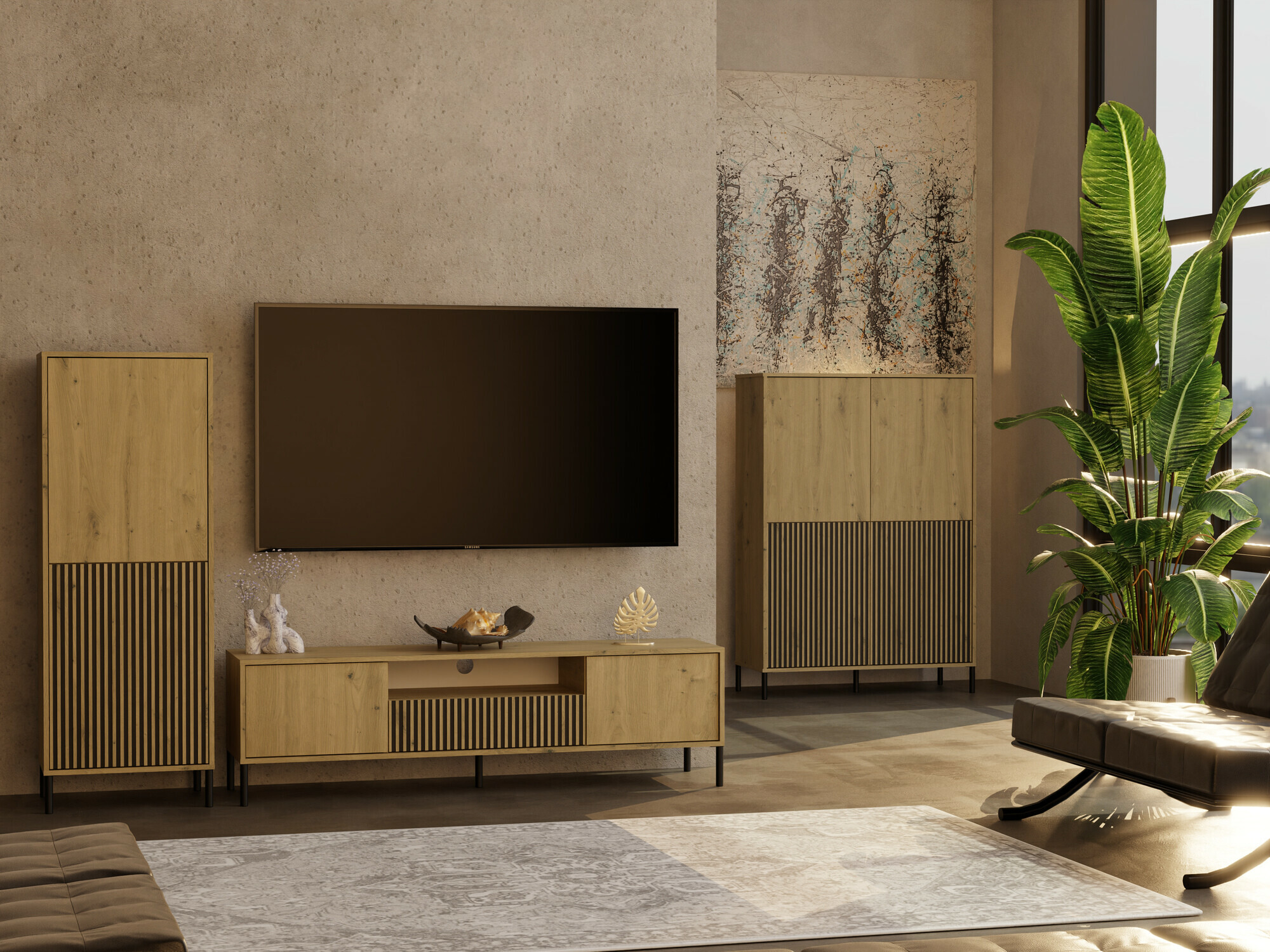 Bookcase Orlsone 103 (Artisan oak + Black)