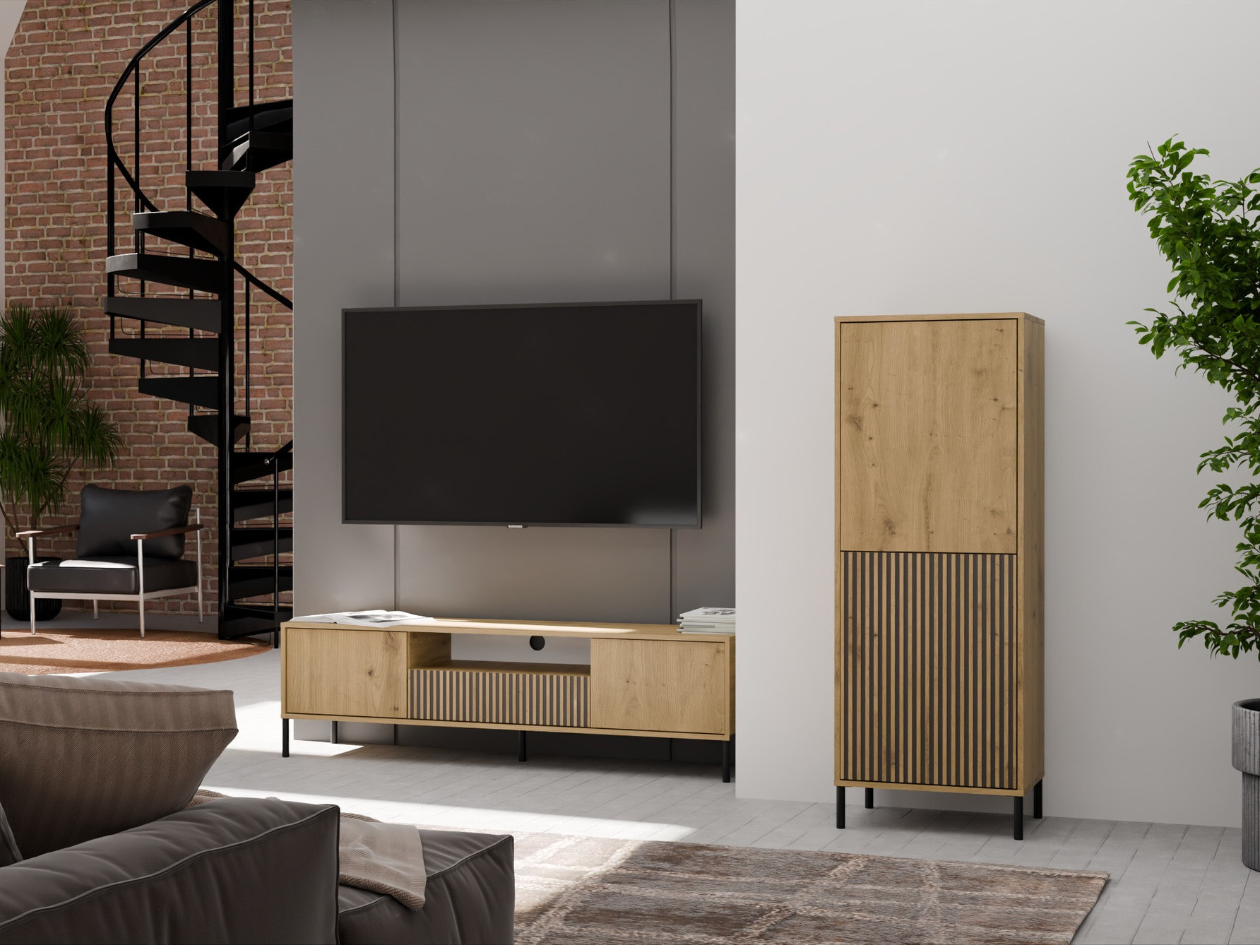 Bookcase Orlsone 103 (Artisan oak + Black)