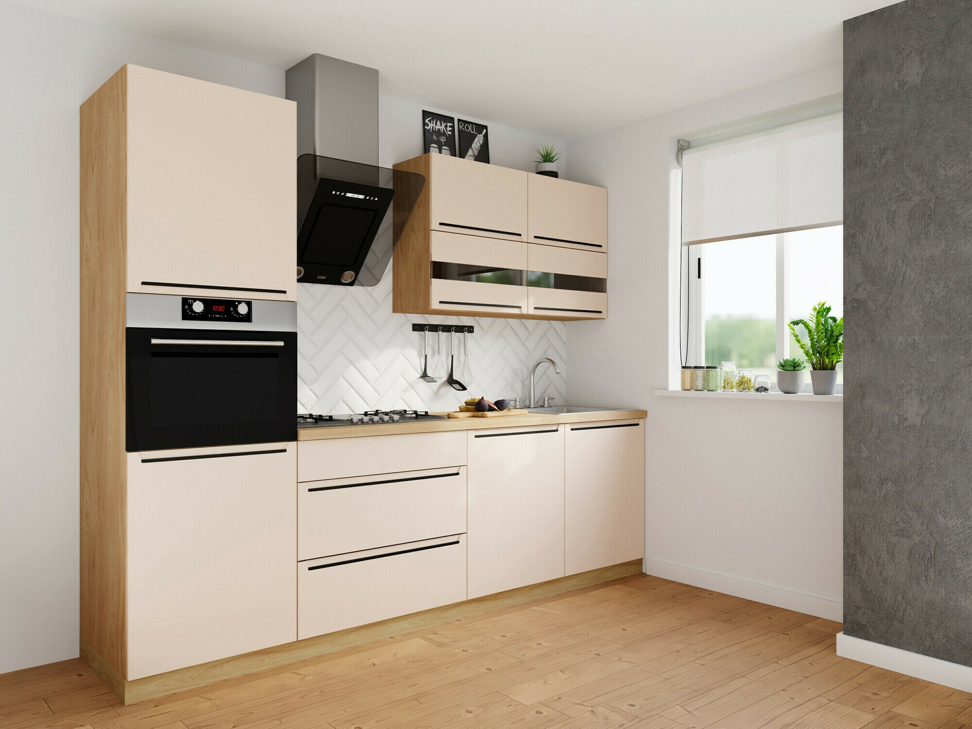 Modular cabinet for built-in appliances Riso Beige 135