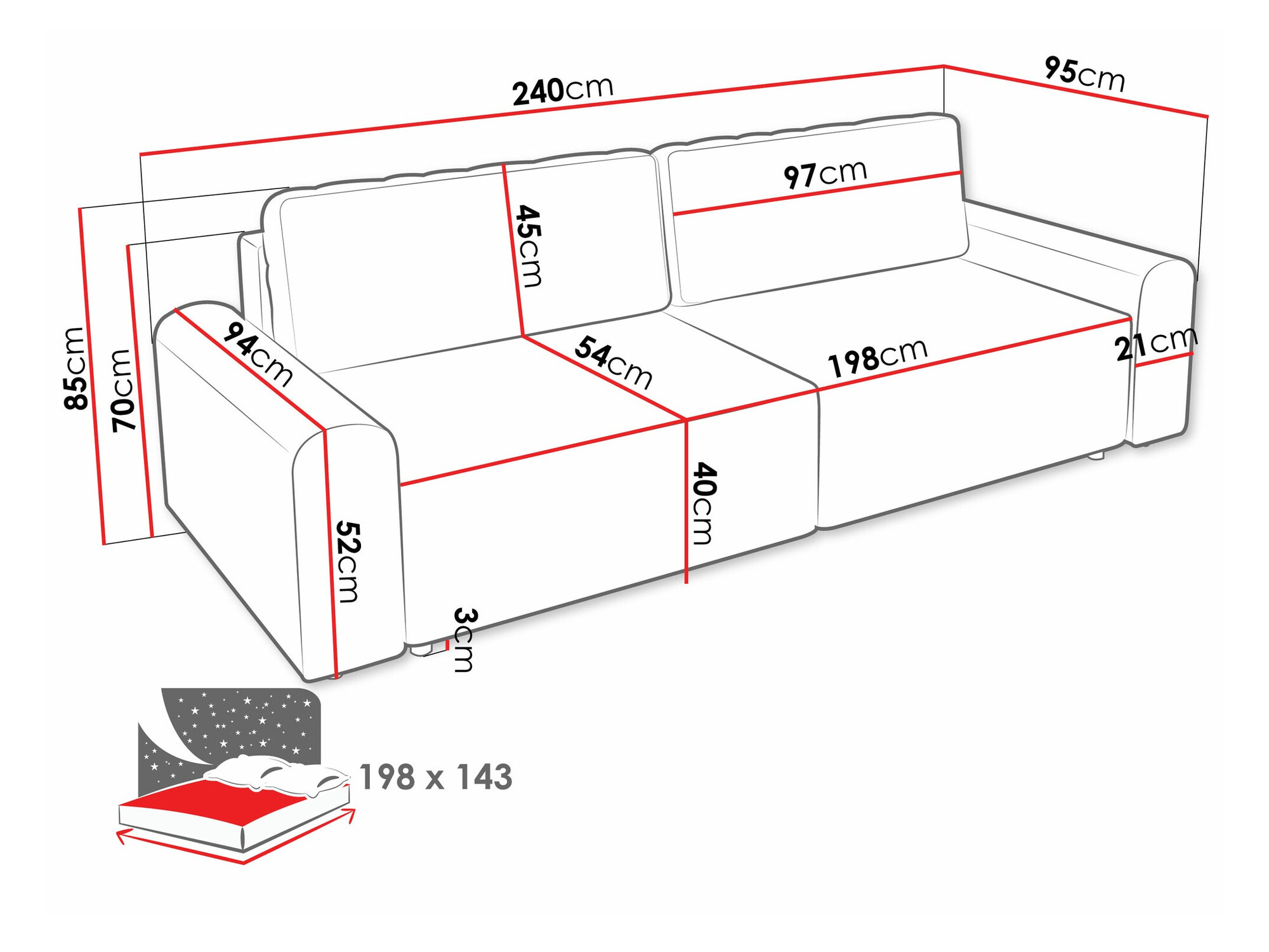 Sofa bed Stonecrest 107 (Sierra 741)
