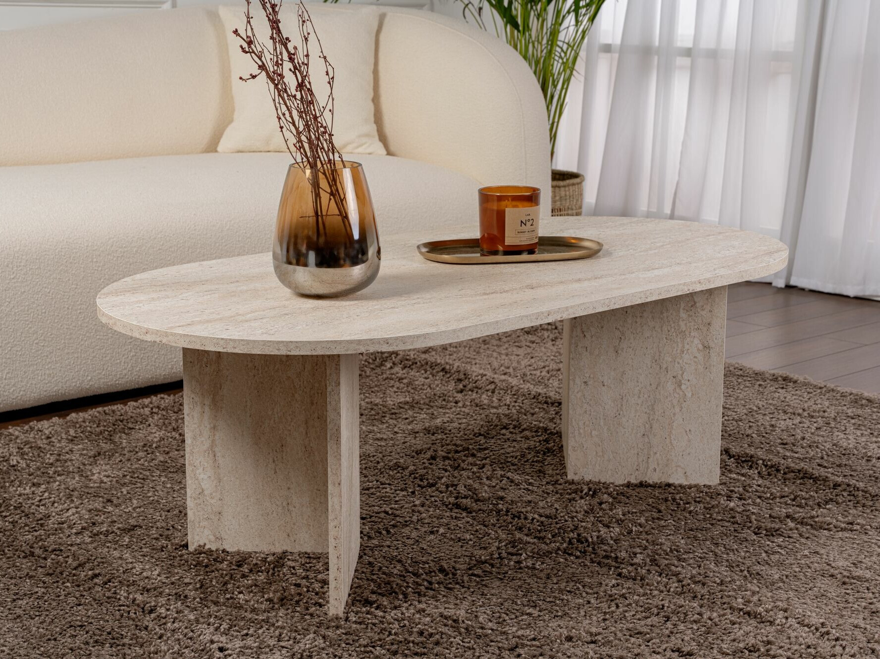 Τραπεζάκι σαλονιού Novato 111 (Ανοιχτόχρωμη τραβερτίνη)
