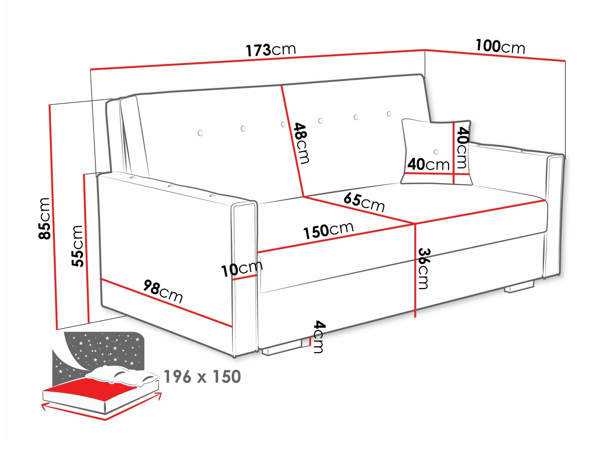 Καναπές-κρεβάτι Caelrin IV (Coral 15)