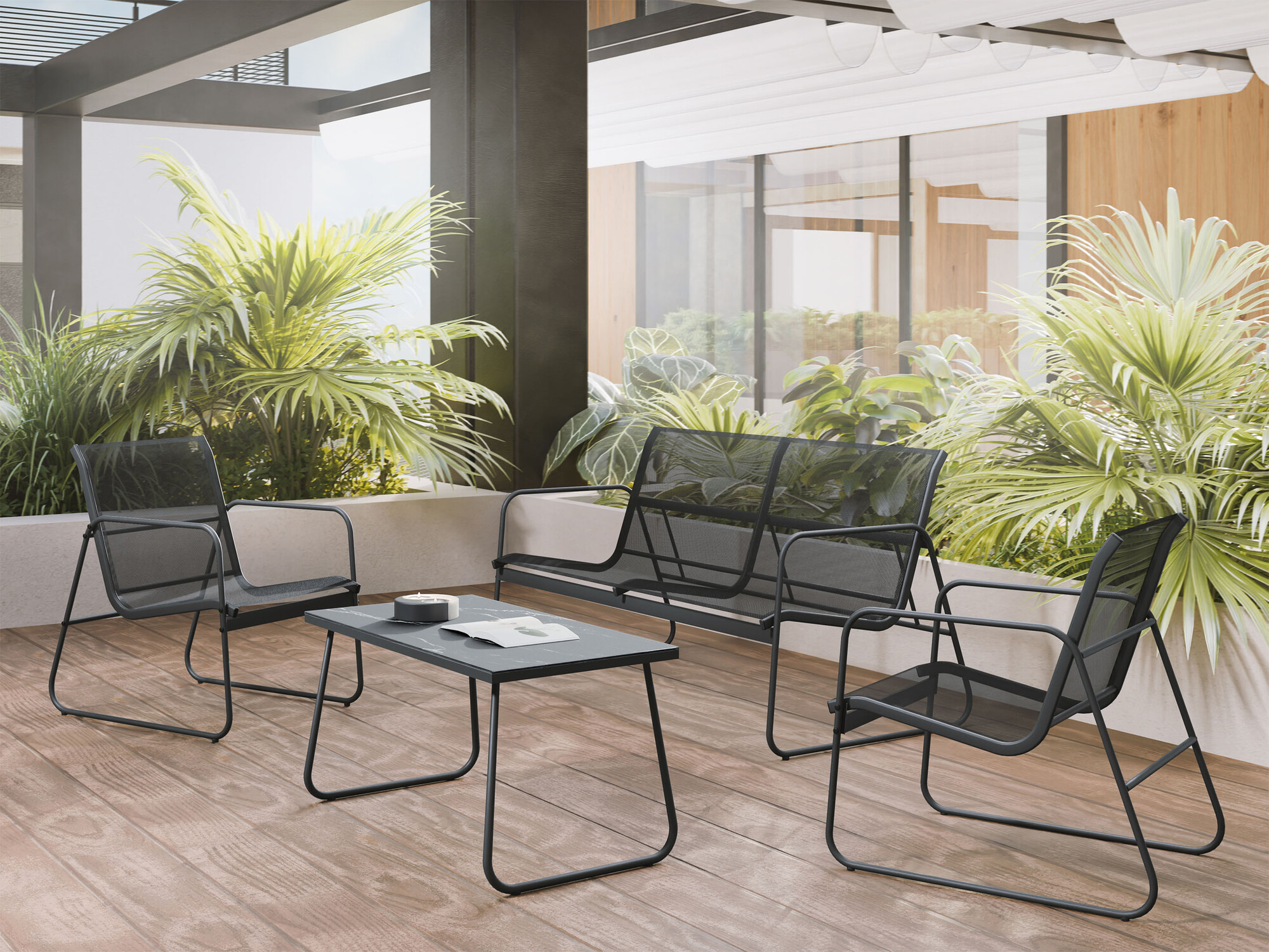 Σετ επίπλων εξωτερικού χώρου Epulitas (Ανθρακί)