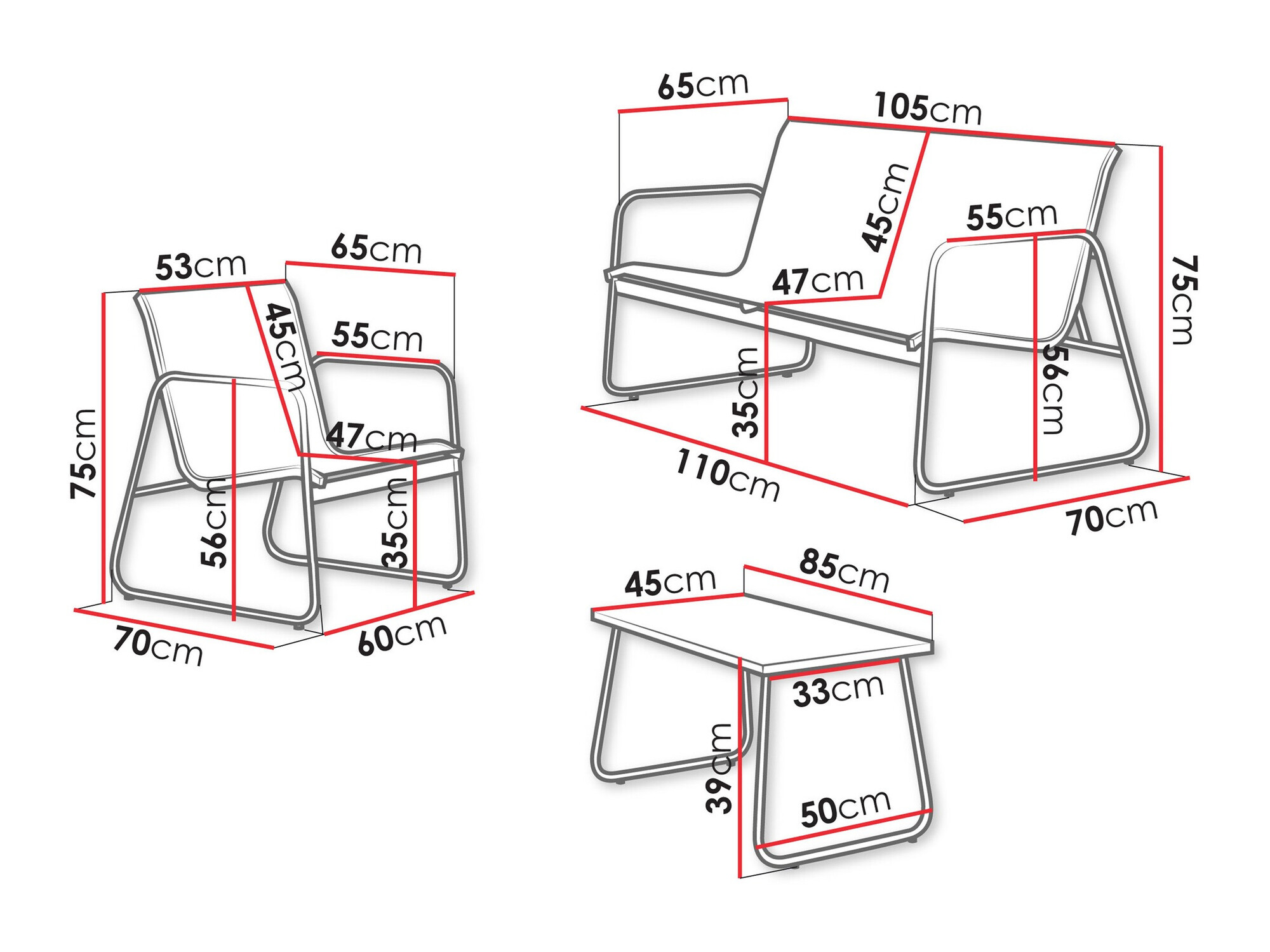 Σετ επίπλων εξωτερικού χώρου Epulitas (Ανθρακί)