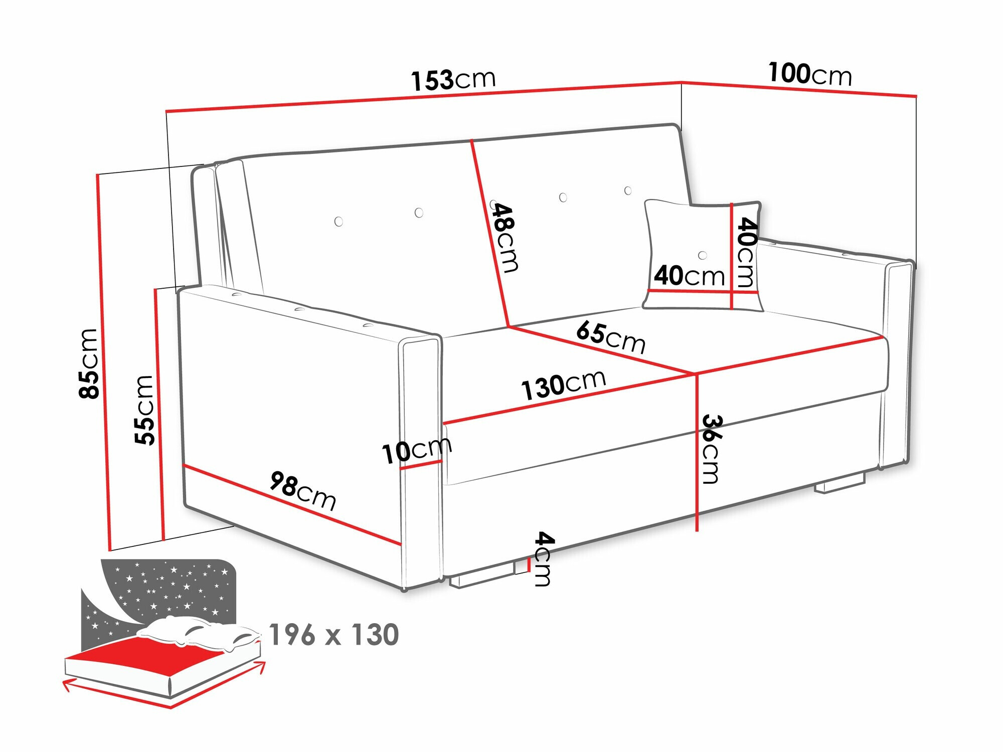 Καναπές-κρεβάτι Caelrin III (Coral 75)