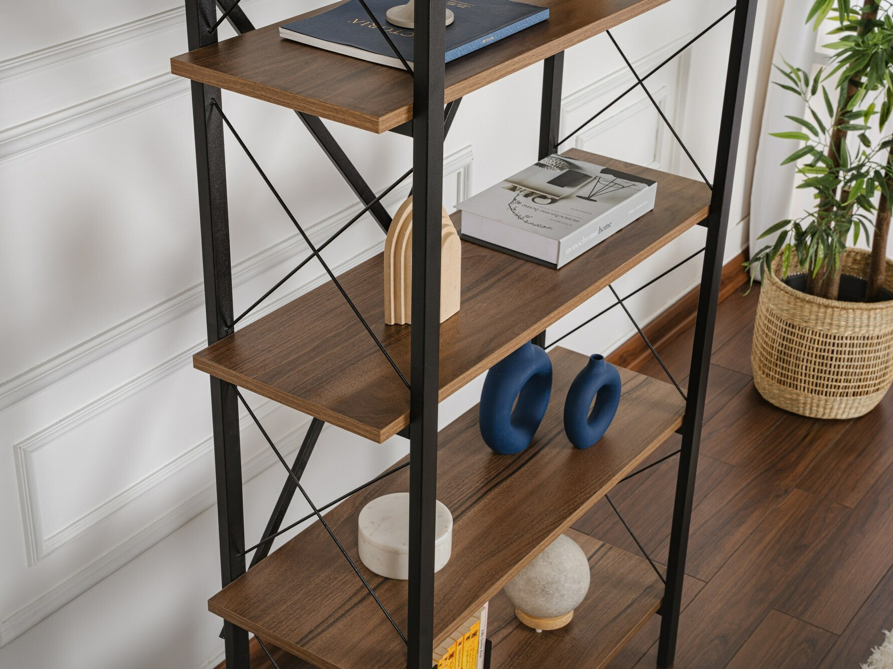 Bookcase Novato 115 (Walnut + Black)