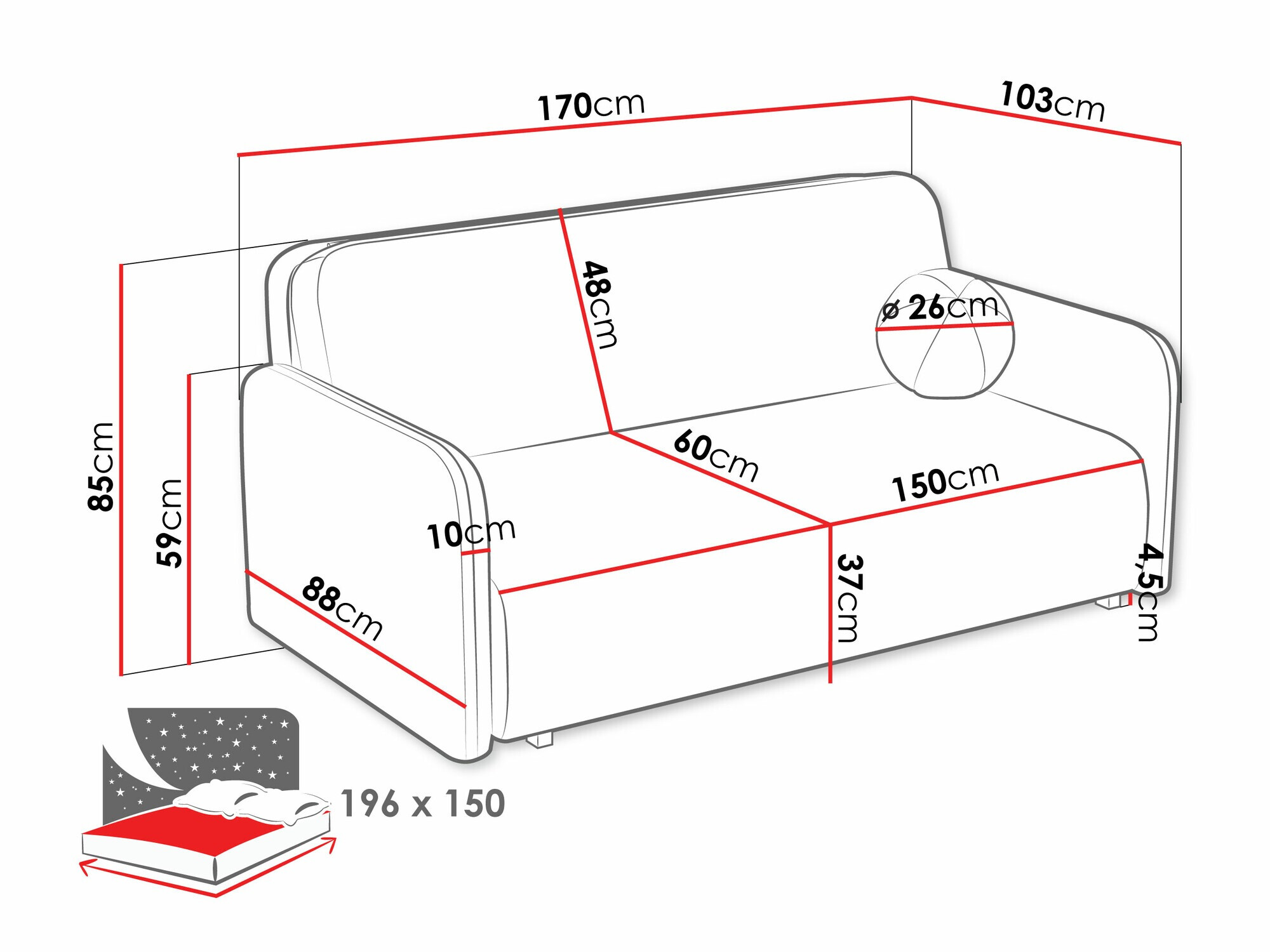 Καναπές-κρεβάτι Poetal IV (Velo 623)