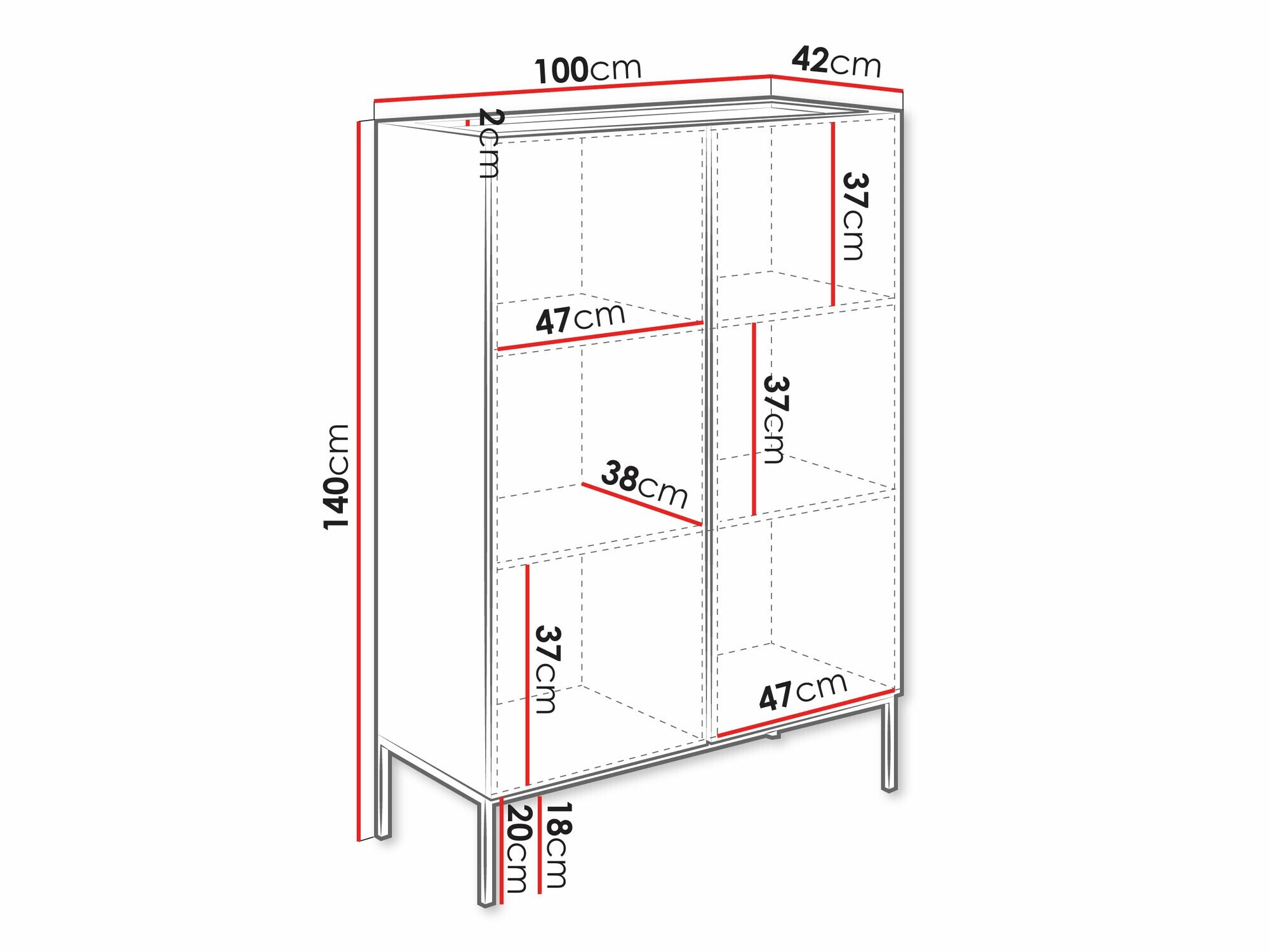 Bookcase Lunole 100 (Cashmere)