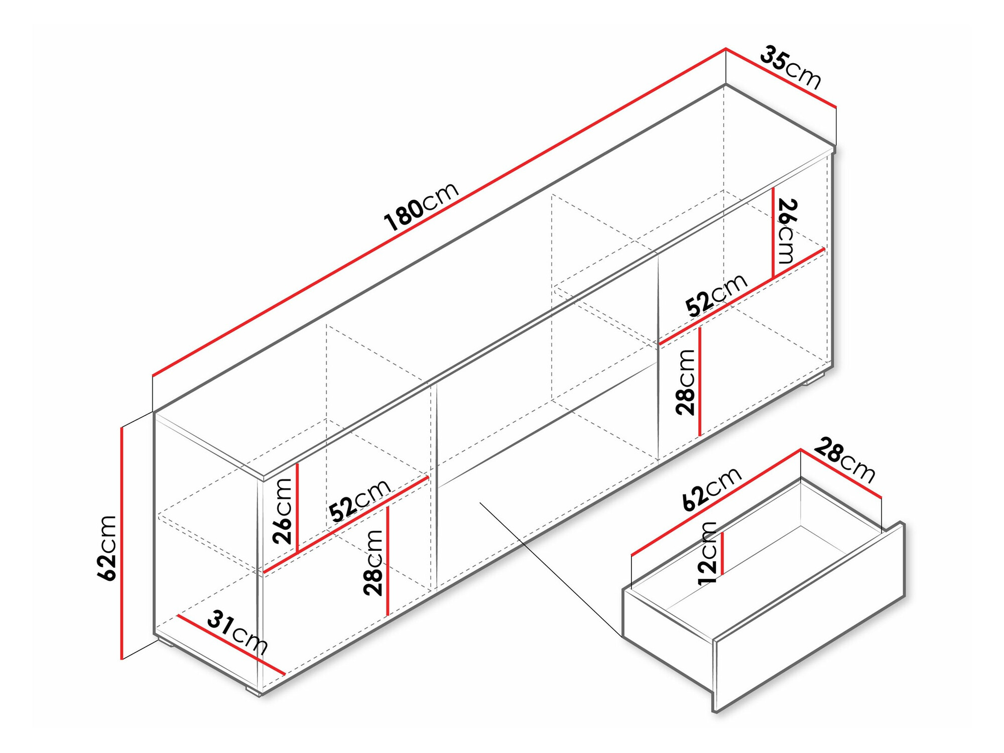 Έπιπλο τηλεόρασης Sarasota 190 (Γραφίτης)
