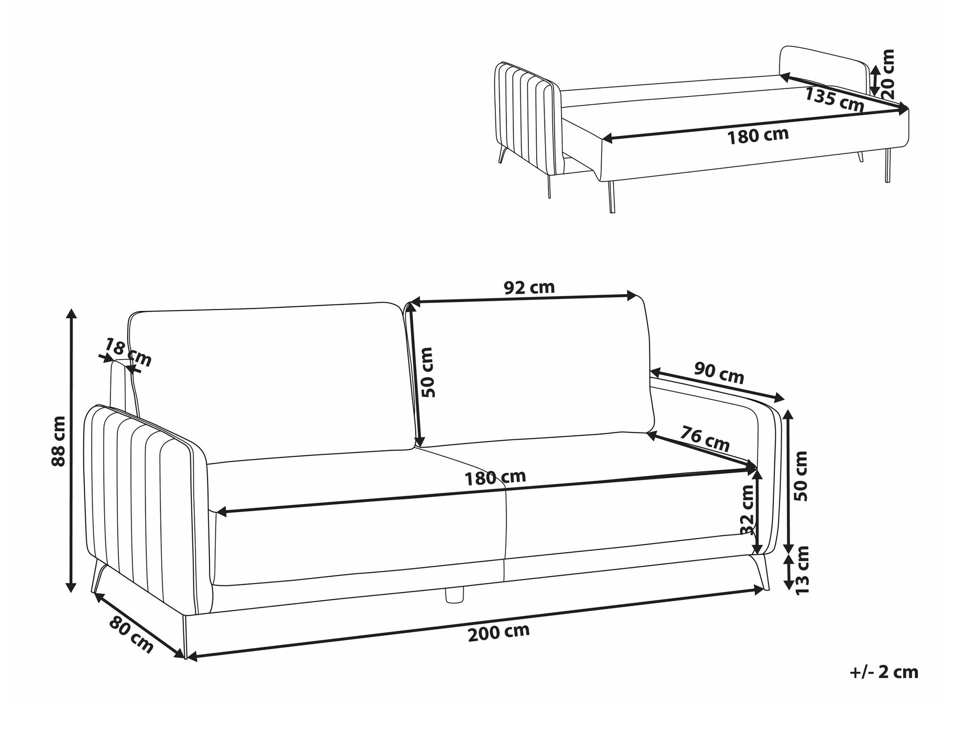 Sofa bed Berwyn 2549 (Light brown)
