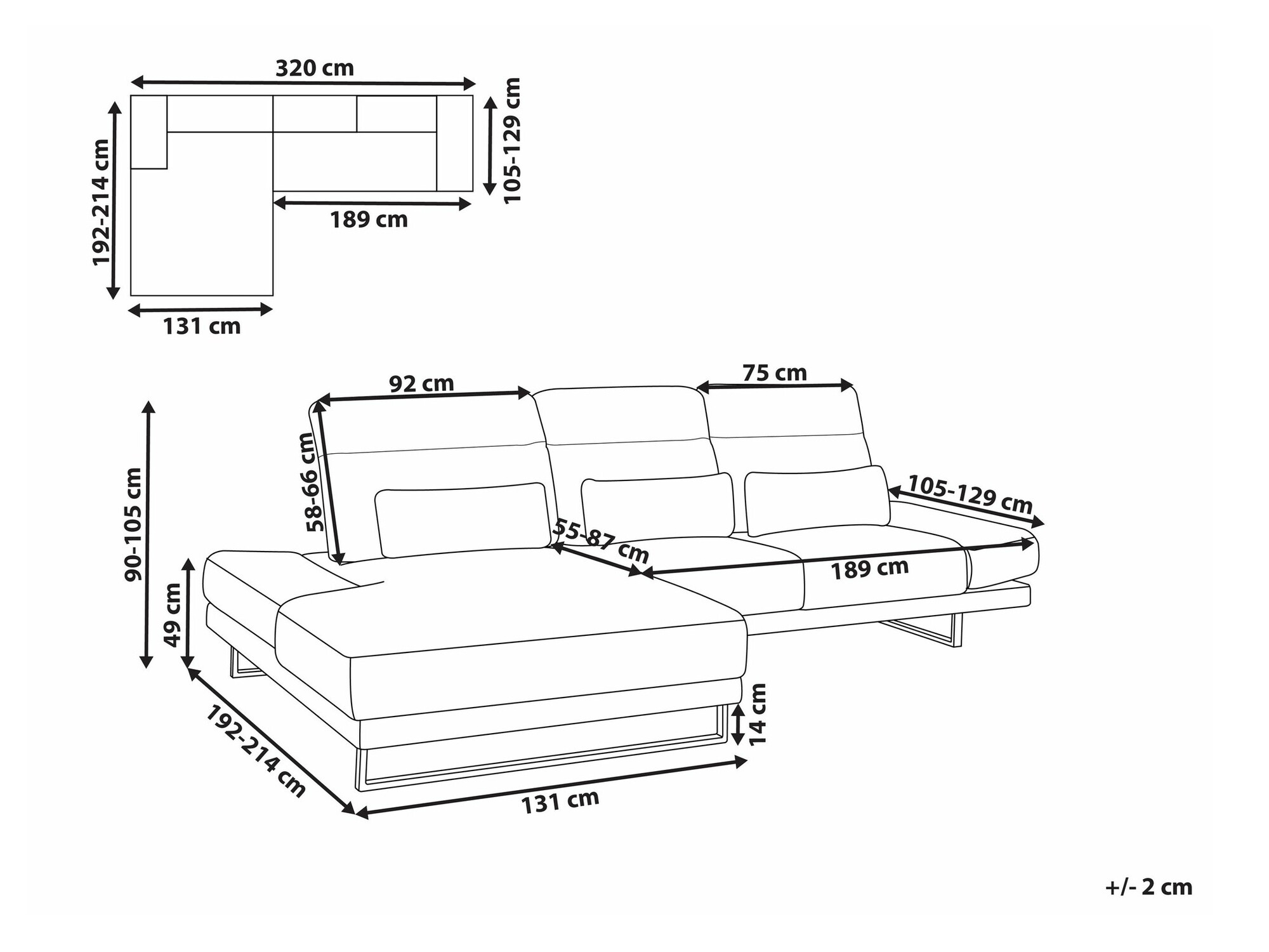 Corner sofa Berwyn 2552 (Black)