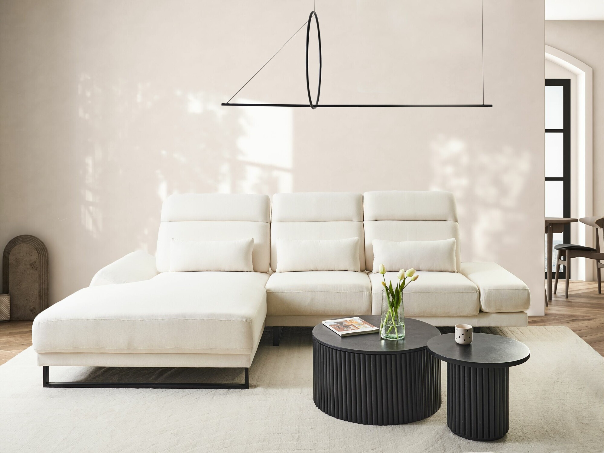 Γωνιακός Καναπές Berwyn 2552 (Άσπρο)