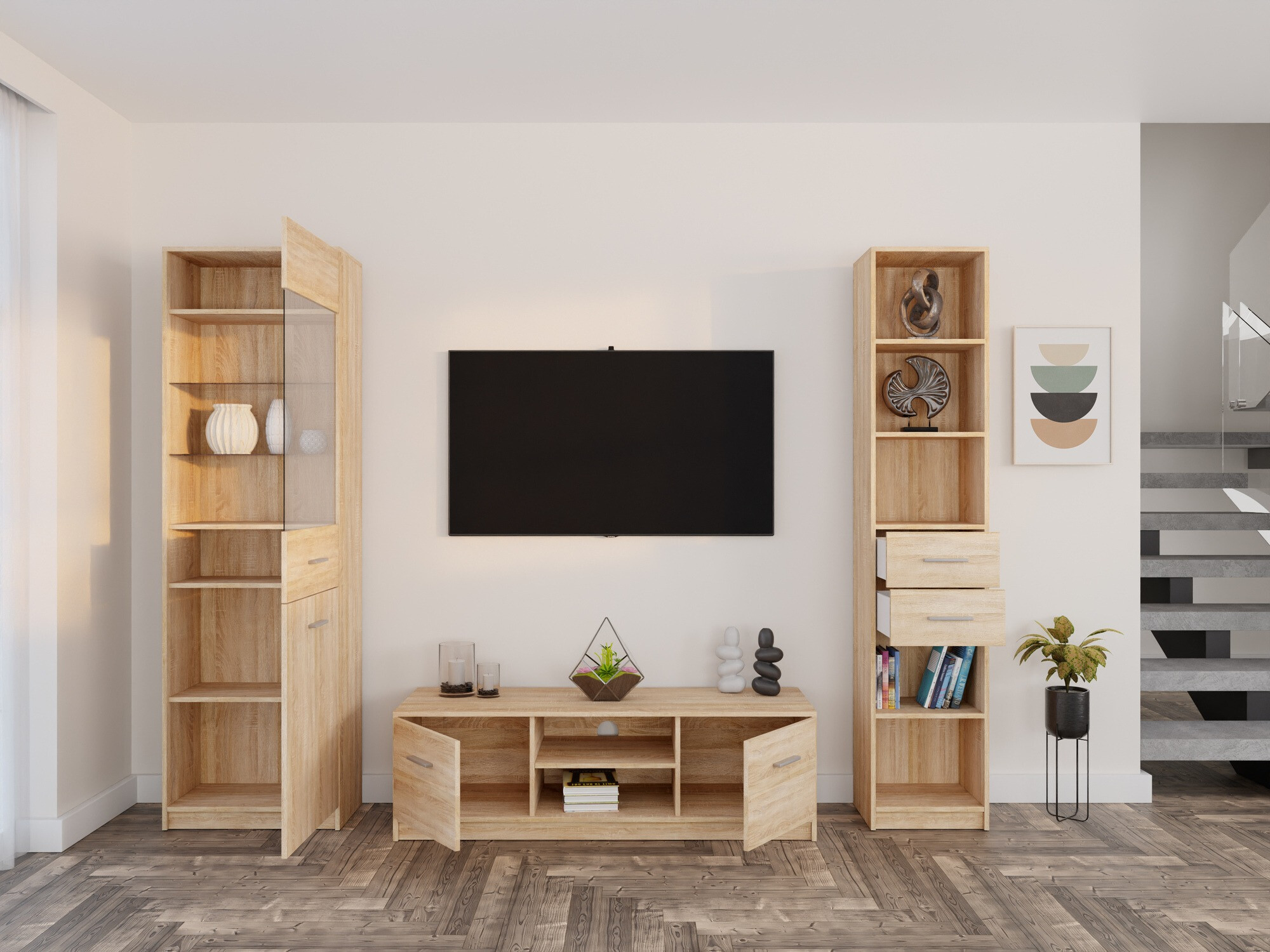 Σετ επίπλων σαλονιού Novsore 163 (Sonoma οξιά)