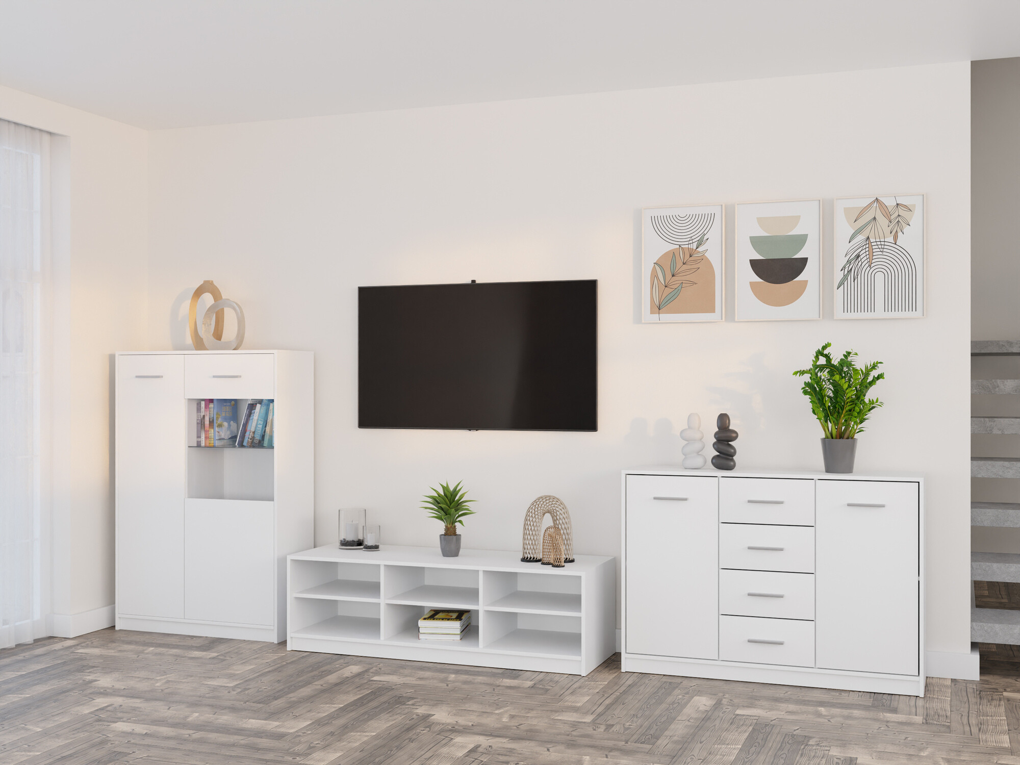 Σετ επίπλων σαλονιού Novsore 165 (Άσπρο)