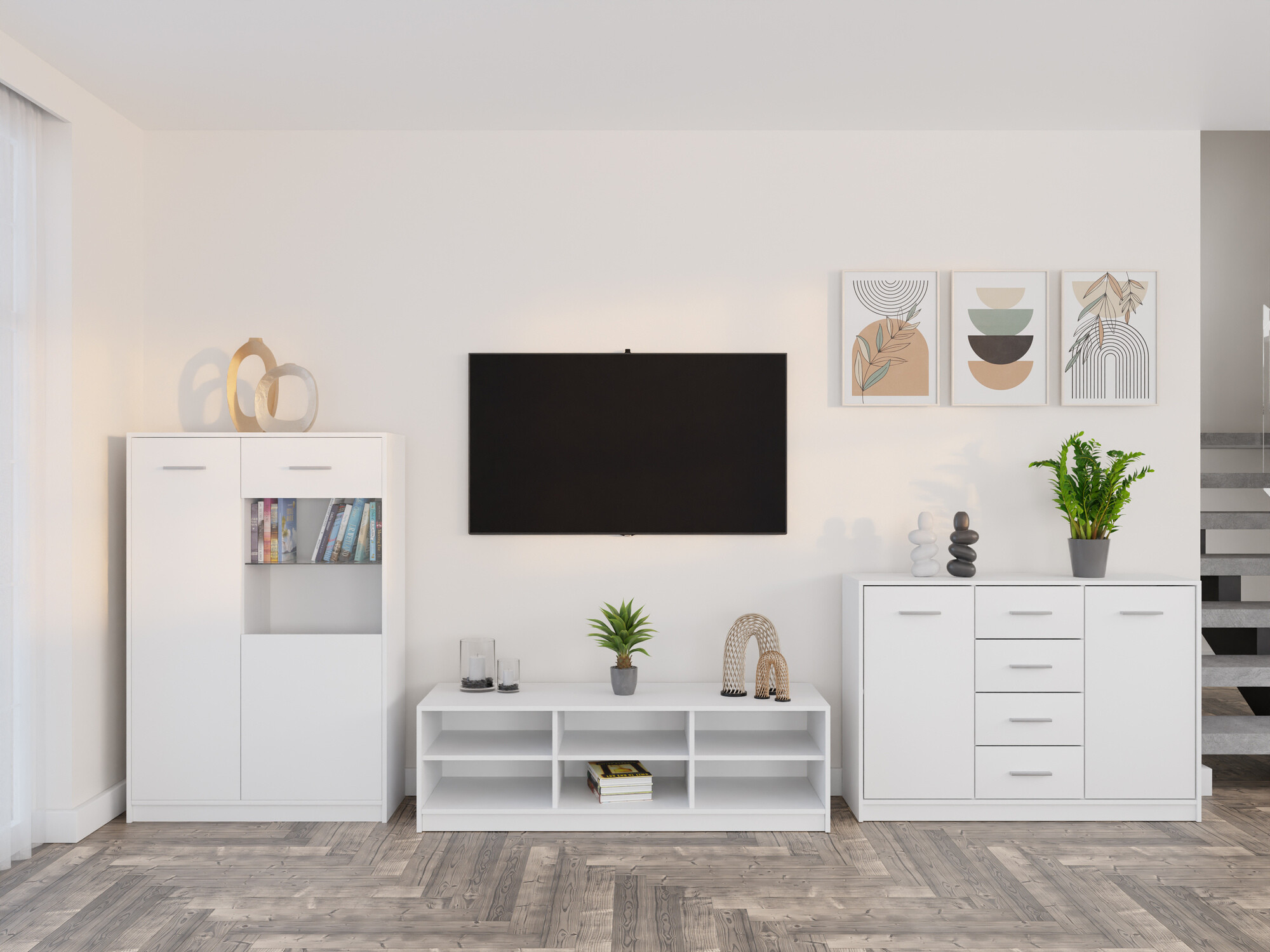 Σετ επίπλων σαλονιού Novsore 165 (Άσπρο)