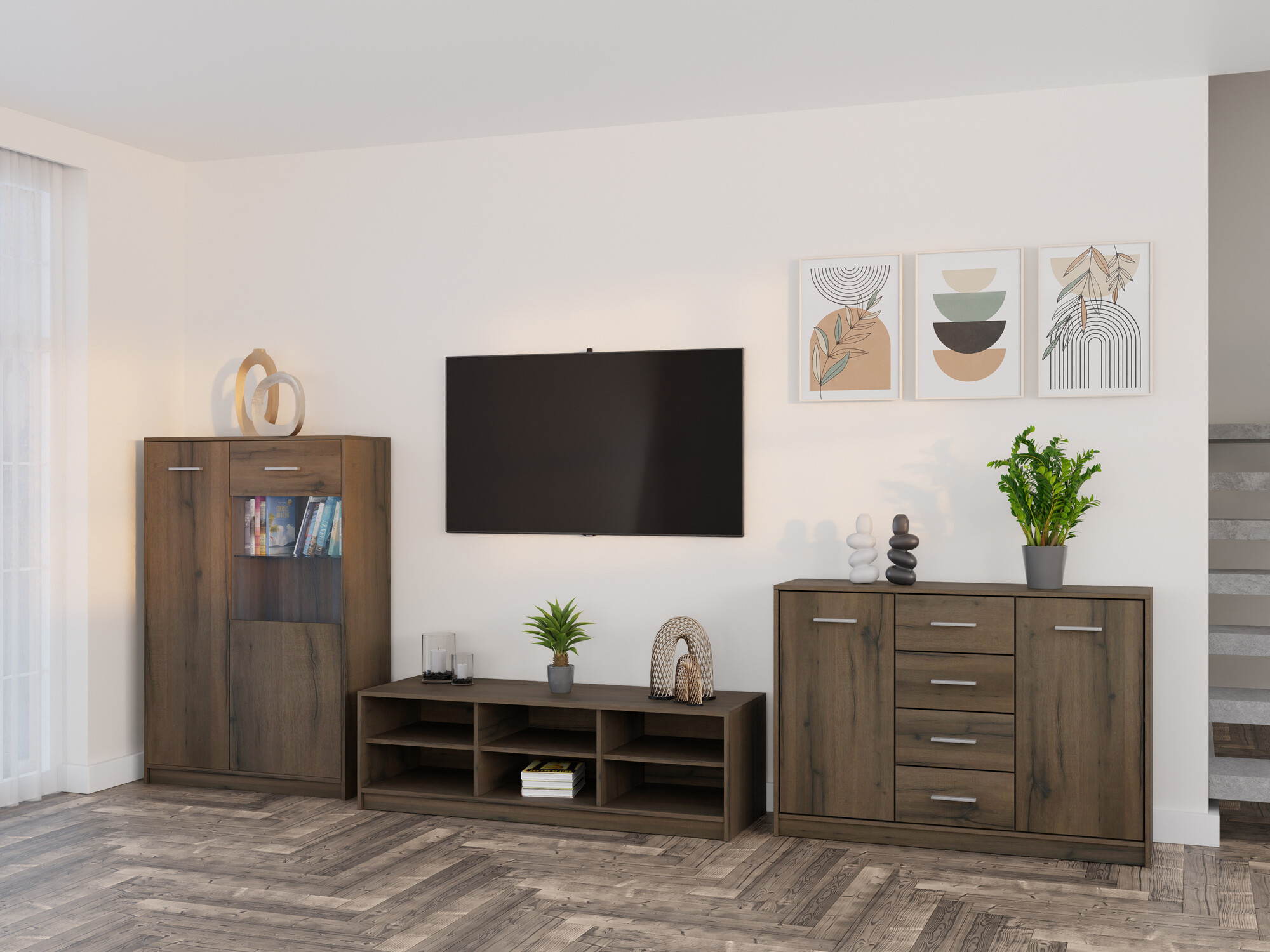 Σετ επίπλων σαλονιού Novsore 165 (Σκούρα δρυς)