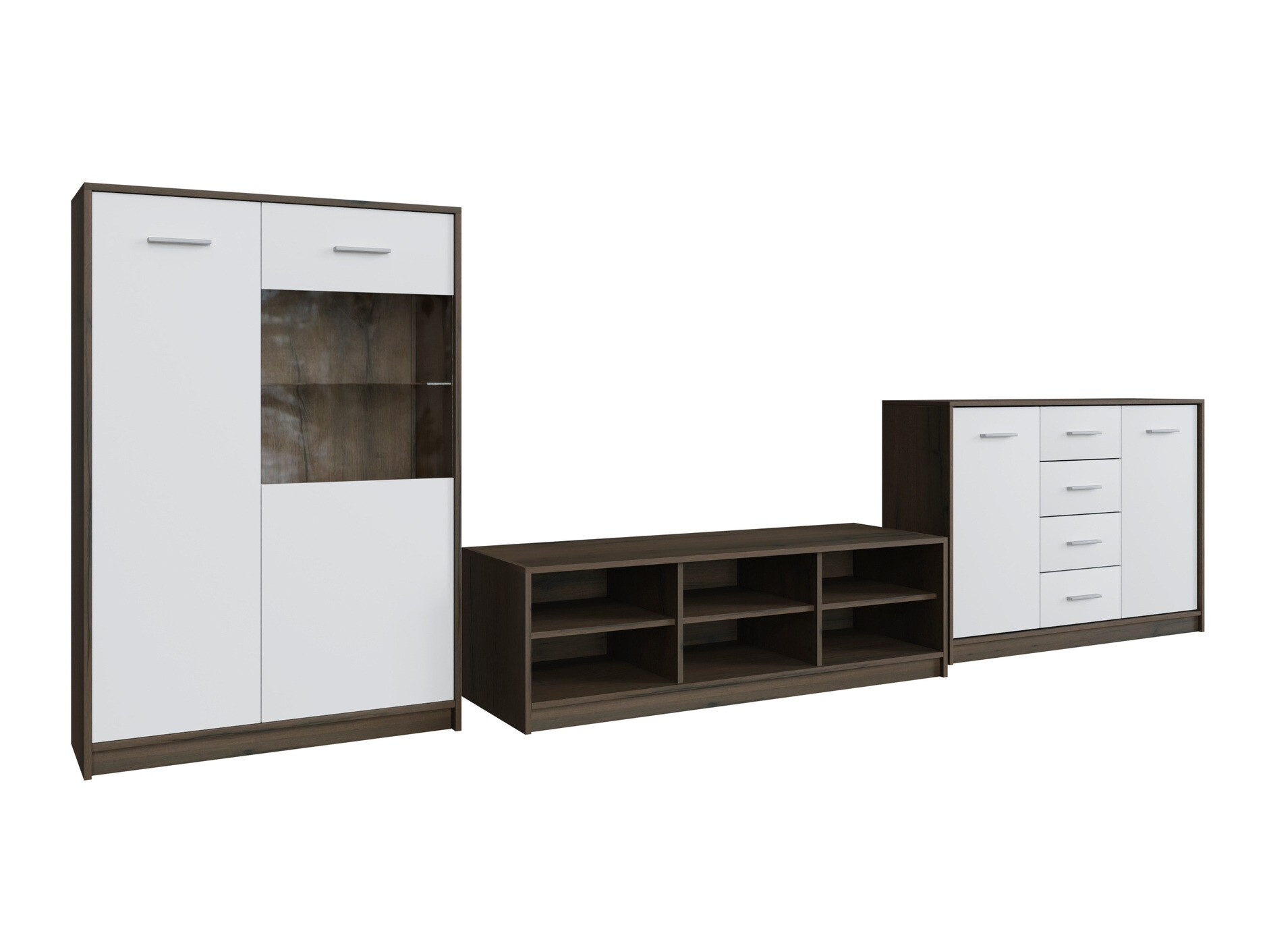 Σετ επίπλων σαλονιού Novsore 165 (Σκούρα δρυς + Άσπρο)