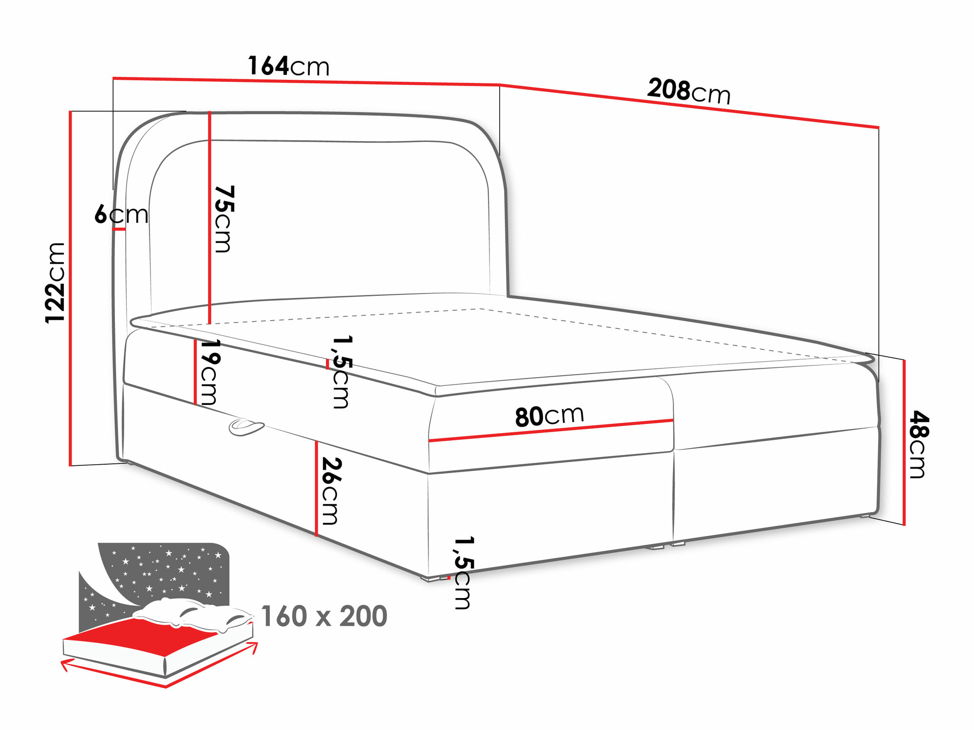 Continental bed Color (Coral 75)