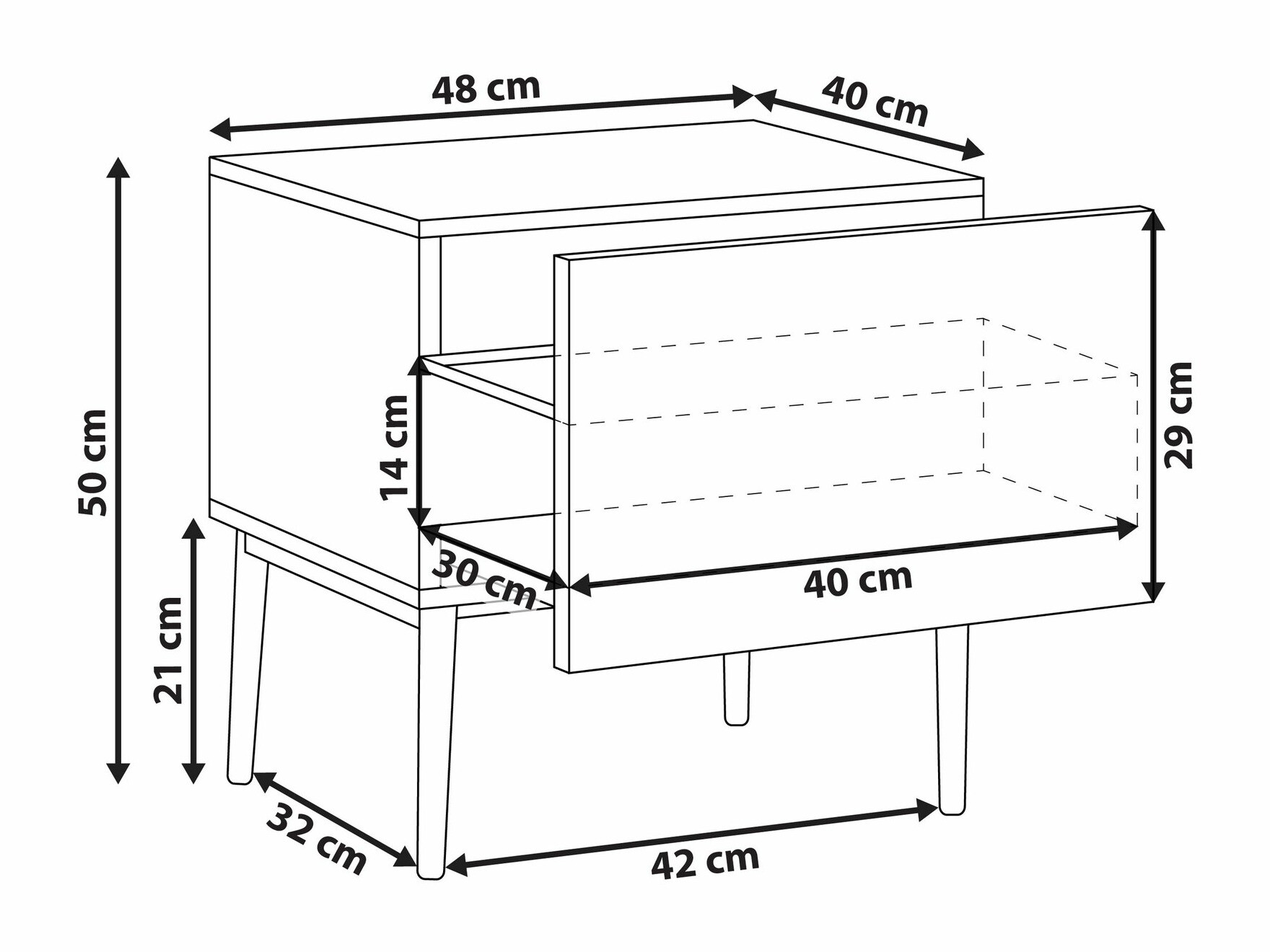 Bedside table Floalu 100 (Black + Brown)