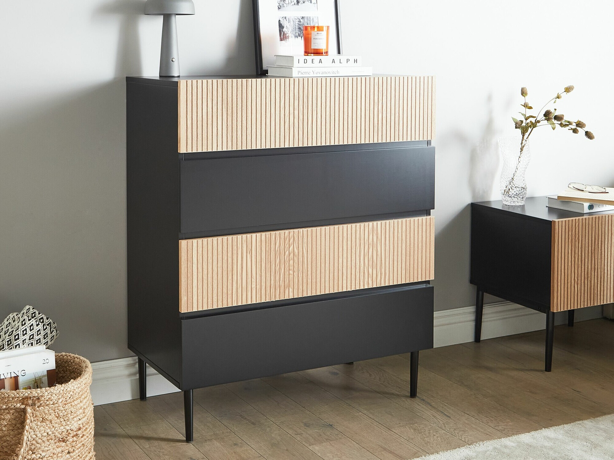 Συρταριέρα Floalu 102 (Μαύρο + Καφέ)