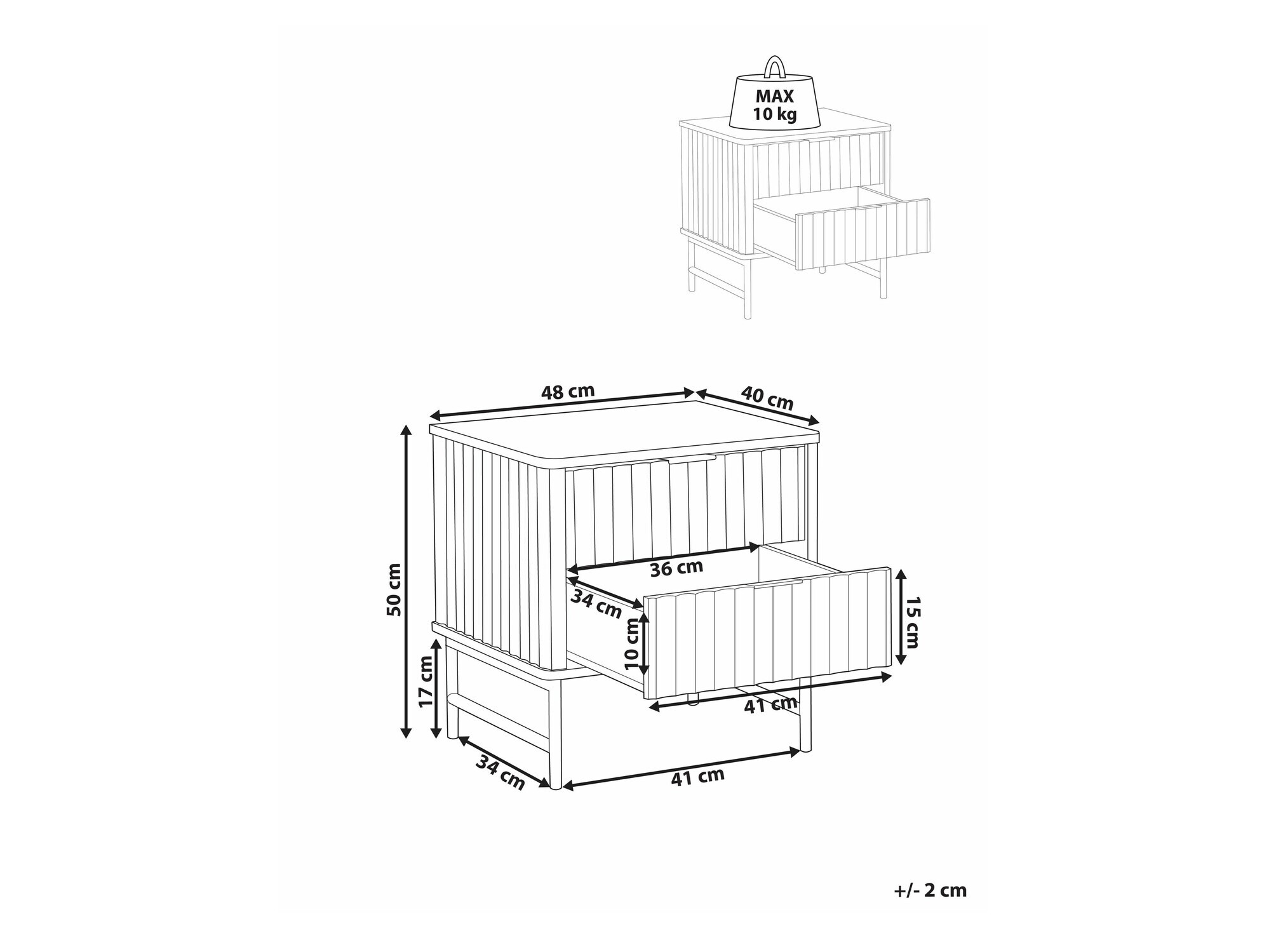 Κομοδίνο Berwyn 2578 (Μαύρο + Λευκό μάρμαρο)