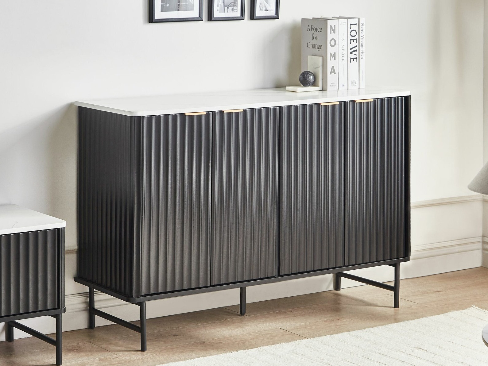 Μπουφέ Berwyn 2577 (Μαύρο + Λευκό μάρμαρο)