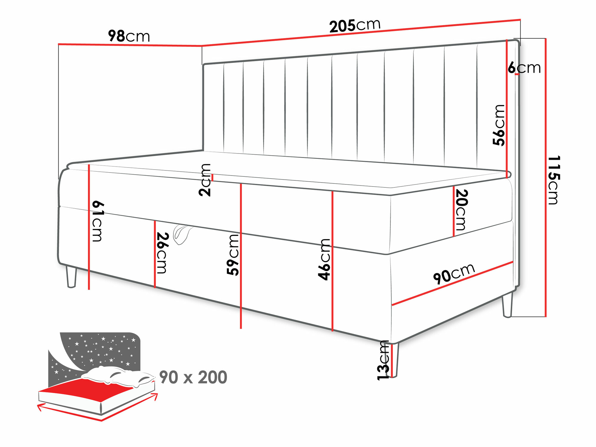 Continental bed Lucus I (Soft 017 + Fresh 1)