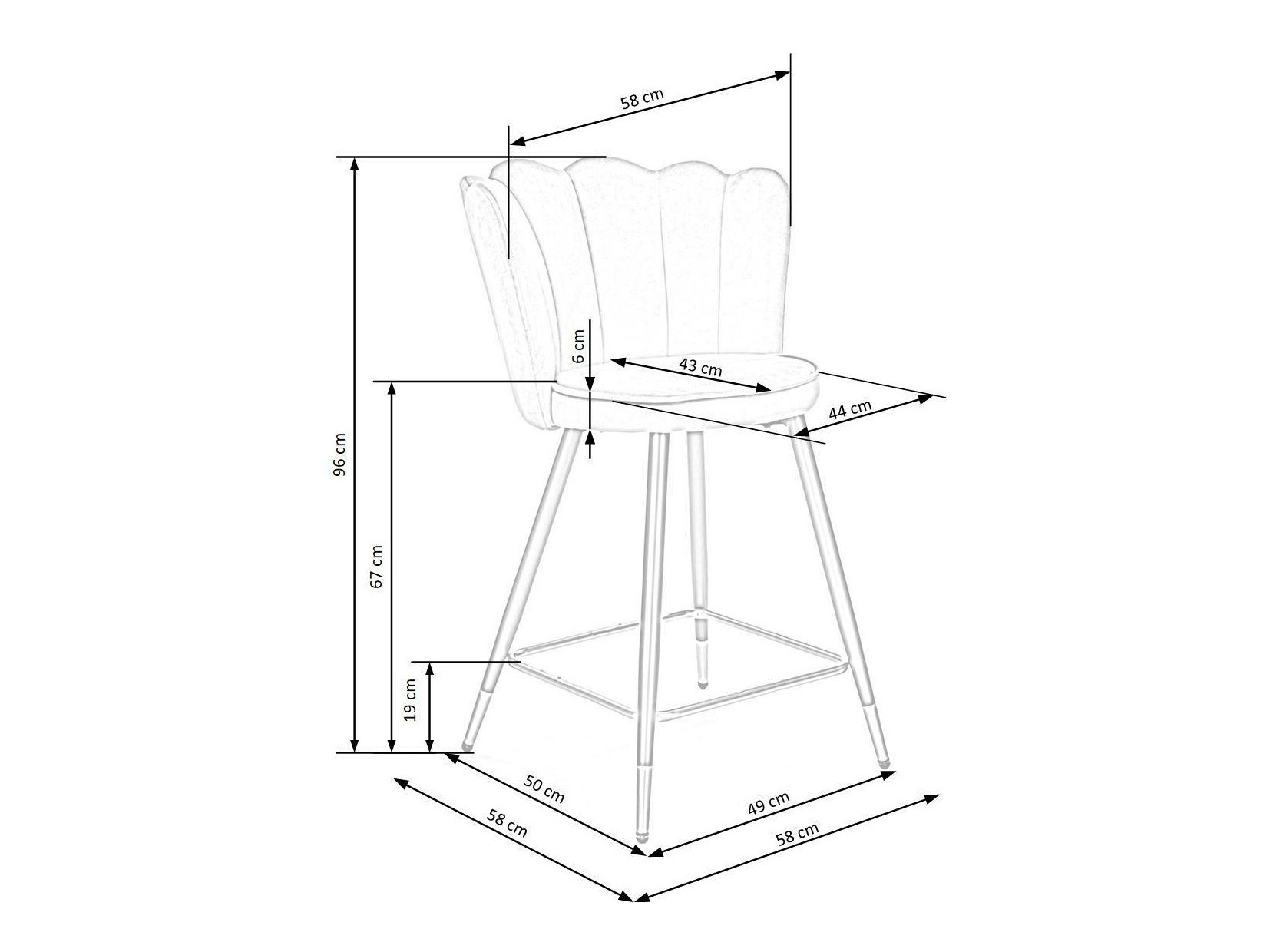 Bar stool Houston 1287 (Grey)