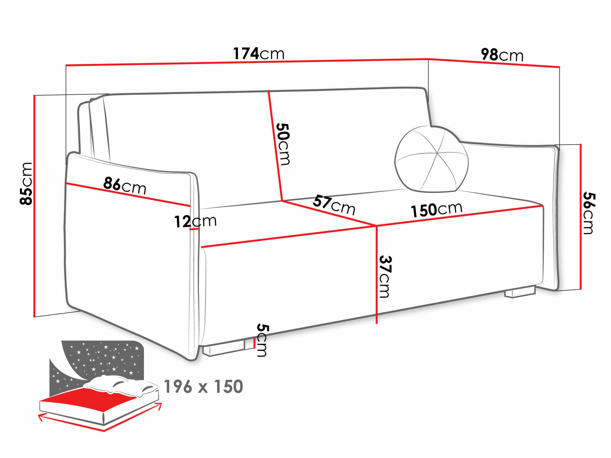 Καναπές-κρεβάτι Velven IV (Soul 1)