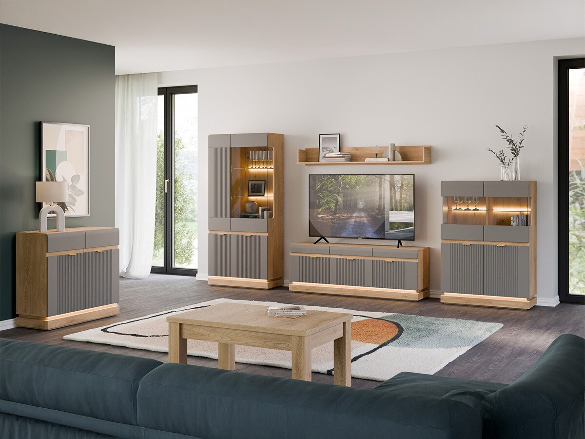 Έπιπλο τηλεόρασης Teselbu 100 (Γκρι + Torro δρυς)