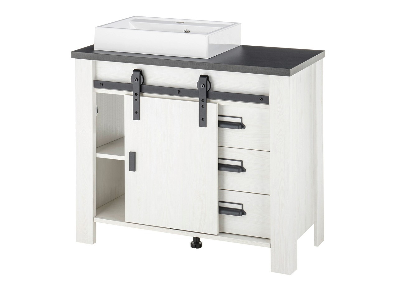 Σετ μπάνιου Cirtale 136 (Λευκασμένο πεύκο + Ανθρακί)