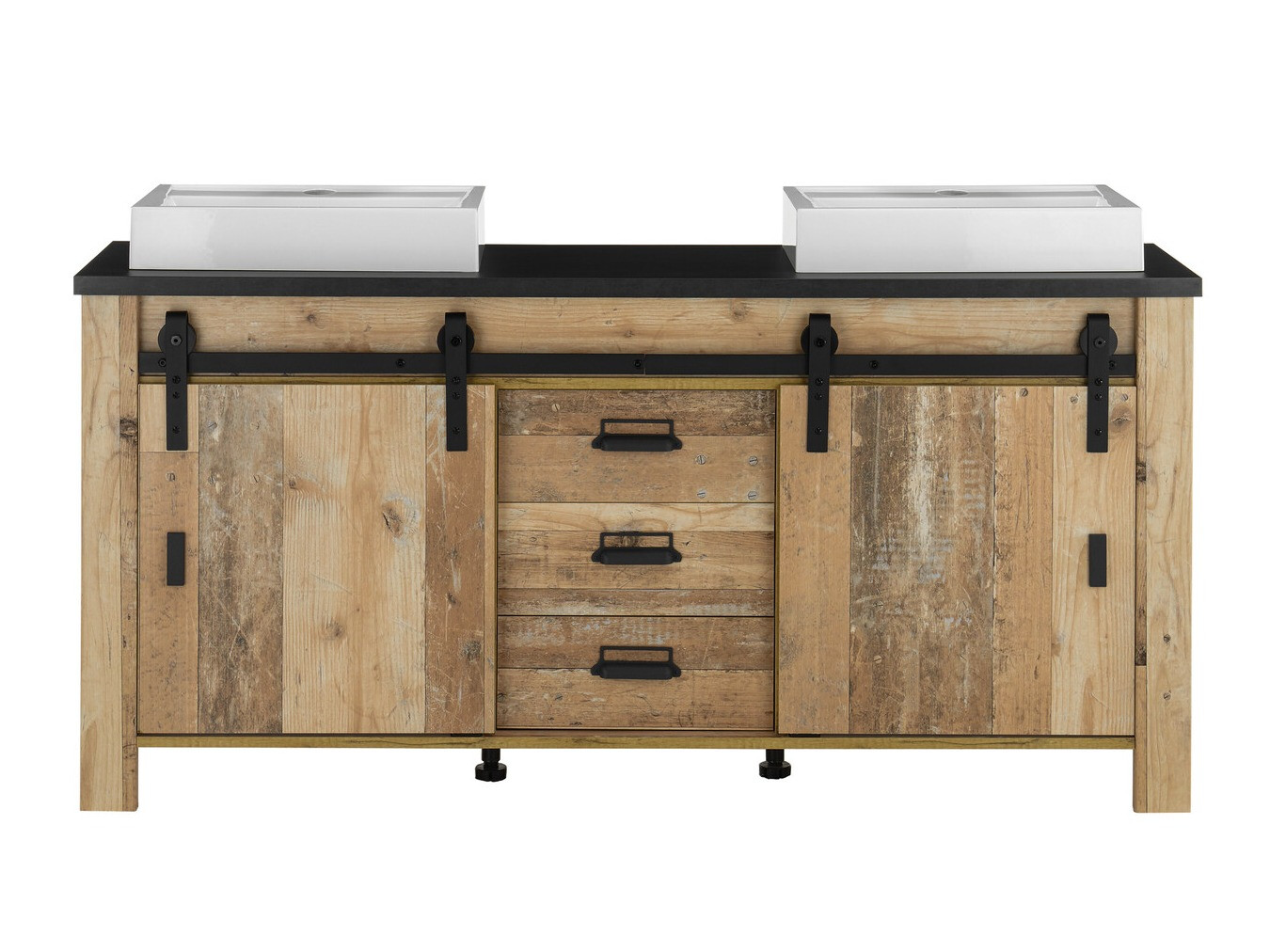 Standing bathroom cabinet for washbasin Cirtale 134 (Aged wood + Anthracite)