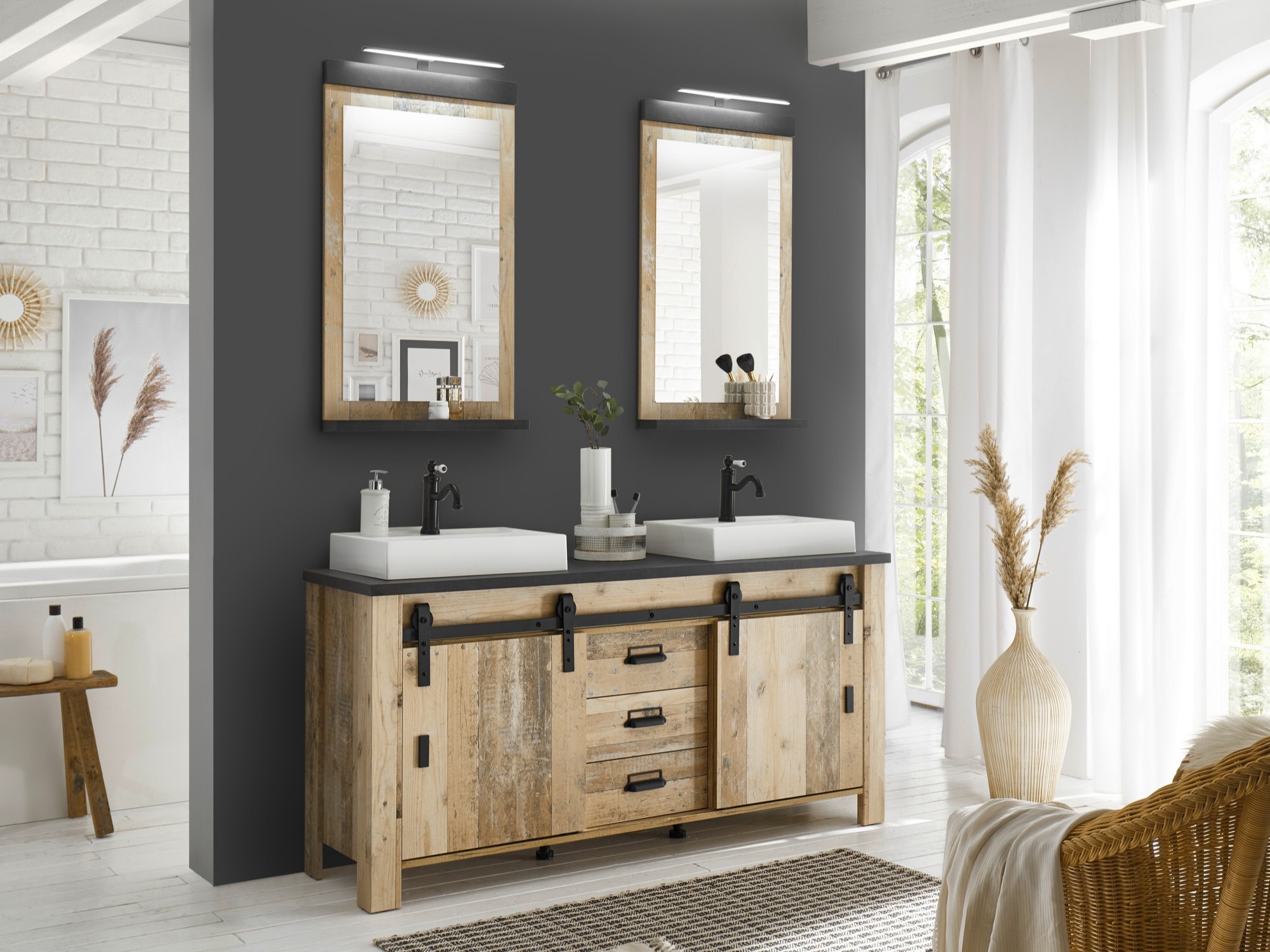 Bathroom set Cirtale 137 (Aged wood + Anthracite)