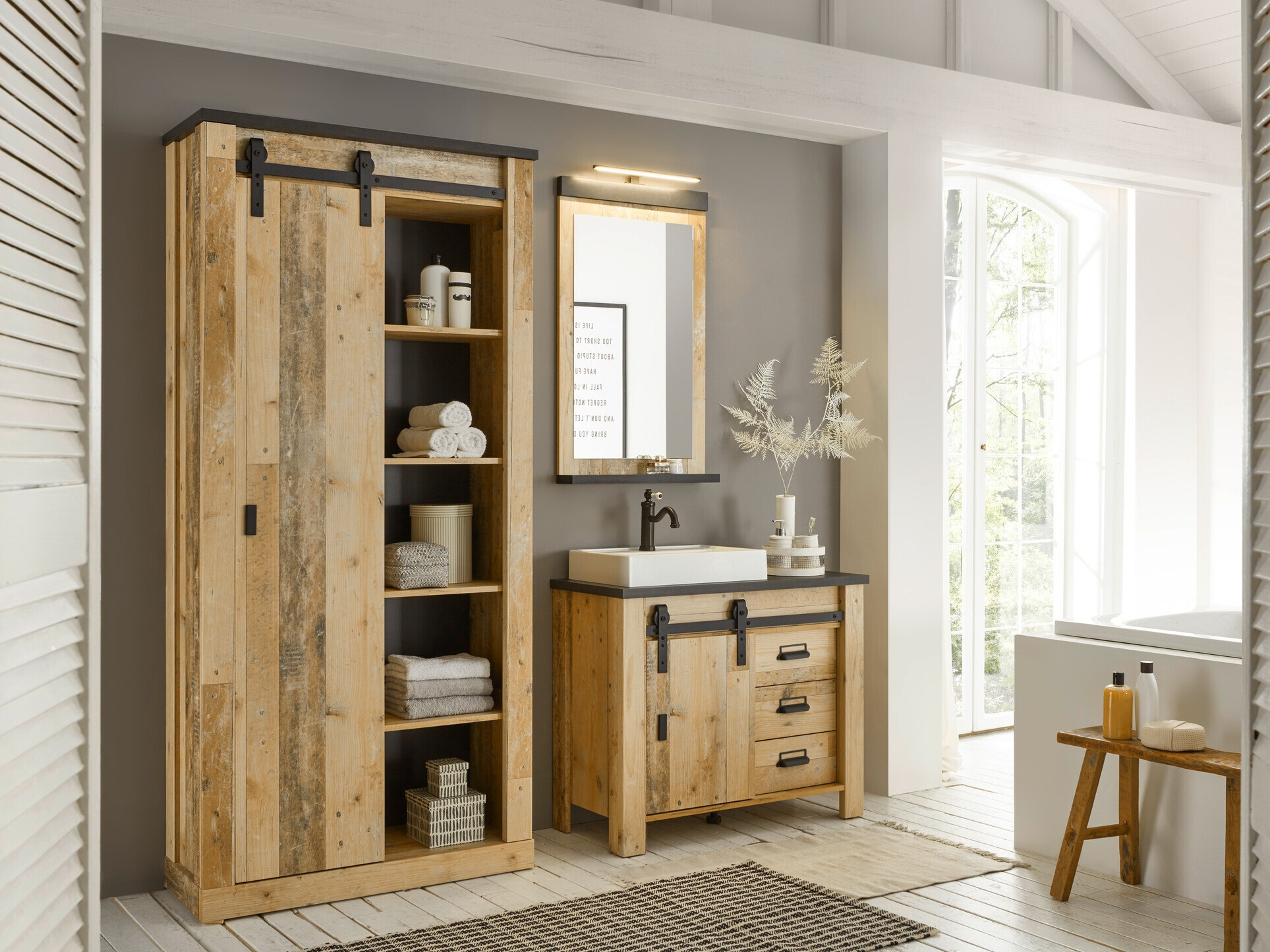 Bathroom set Cirtale 139 (Aged wood + Anthracite)