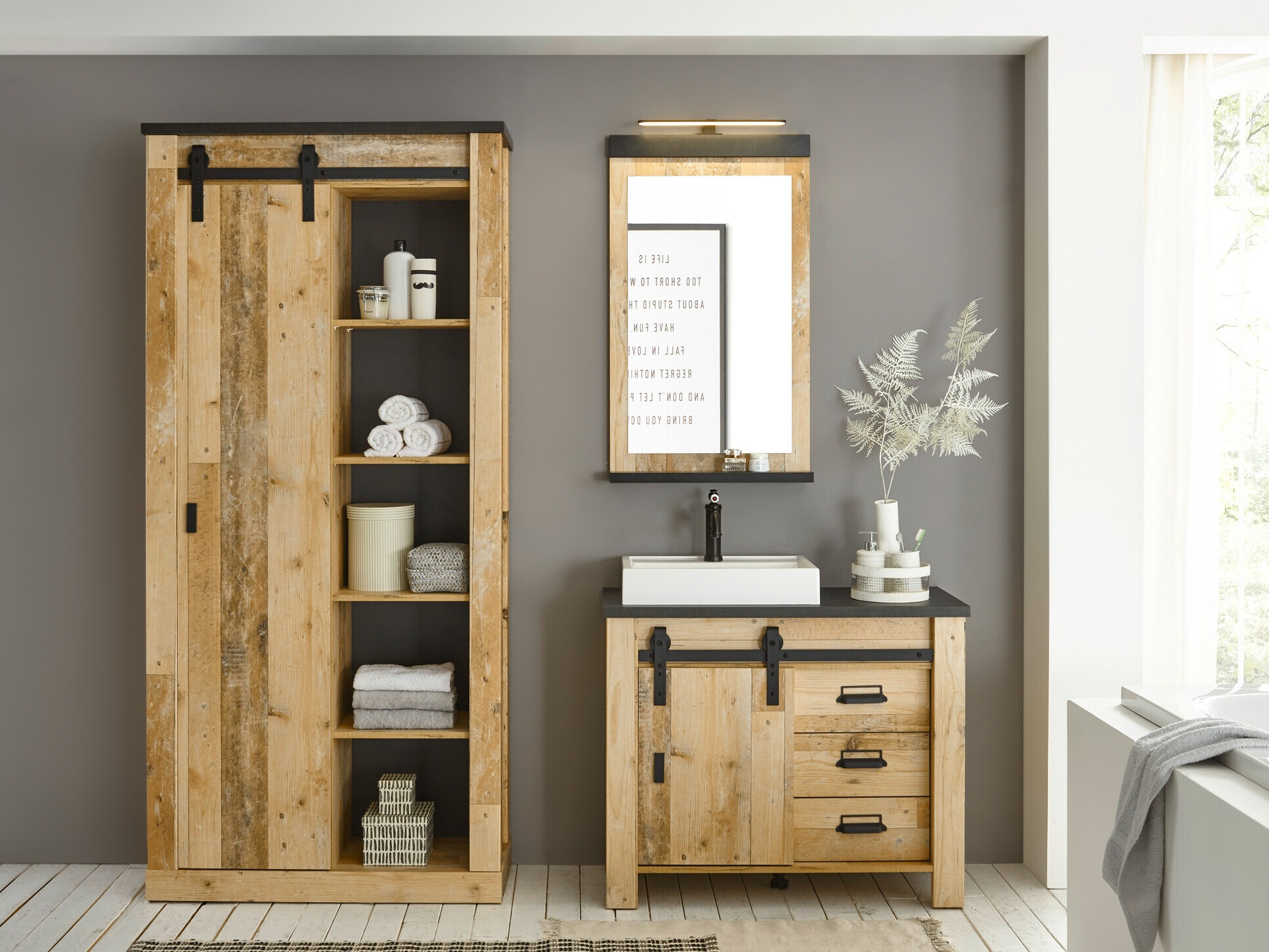 Bathroom set Cirtale 139 (Aged wood + Anthracite)