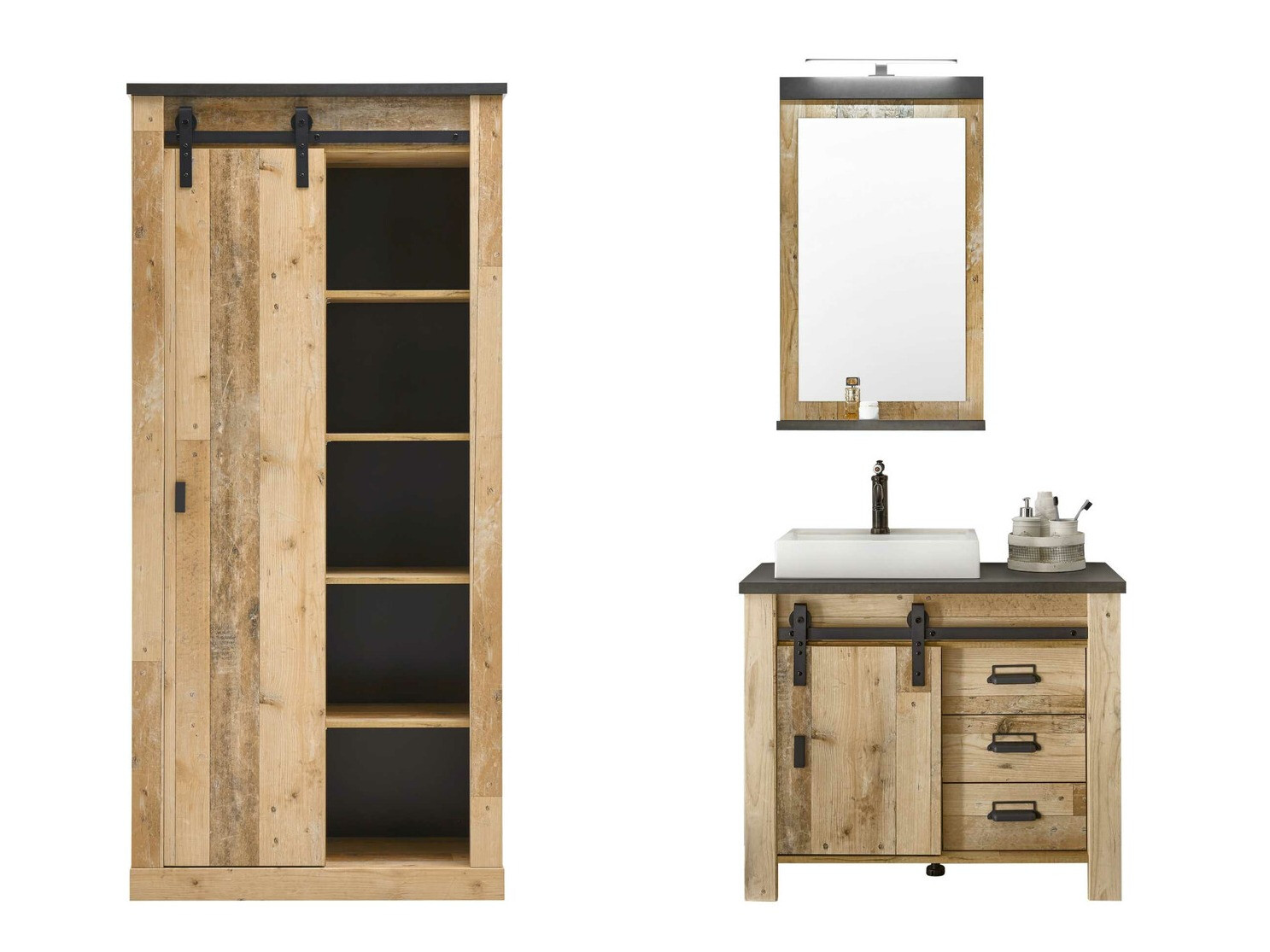 Bathroom set Cirtale 139 (Aged wood + Anthracite)
