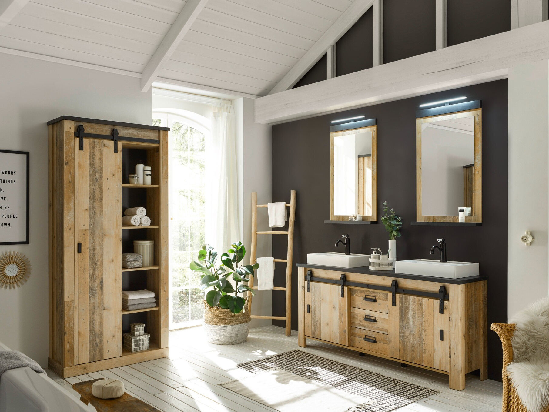 Bathroom set Cirtale 140 (Aged wood + Anthracite)