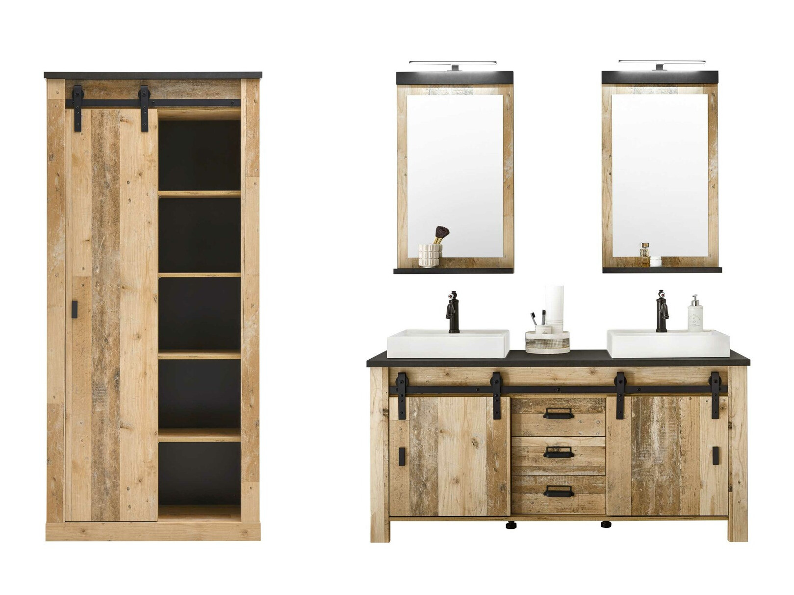Bathroom set Cirtale 140 (Aged wood + Anthracite)