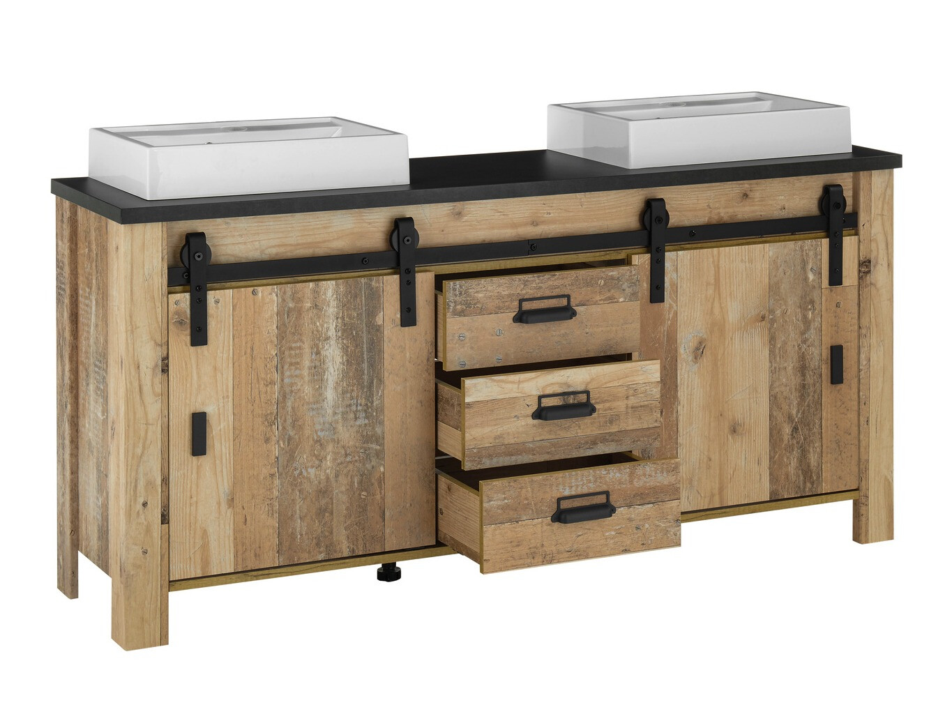 Bathroom set Cirtale 140 (Aged wood + Anthracite)