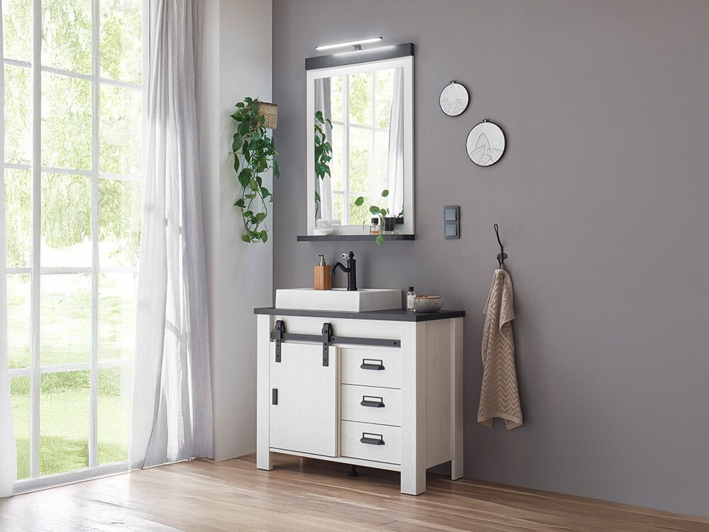 Σετ μπάνιου Cirtale 136 (Λευκασμένο πεύκο + Ανθρακί)