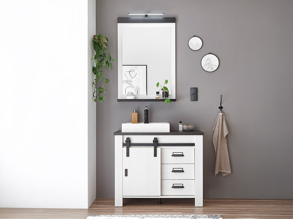 Σετ μπάνιου Cirtale 136 (Λευκασμένο πεύκο + Ανθρακί)