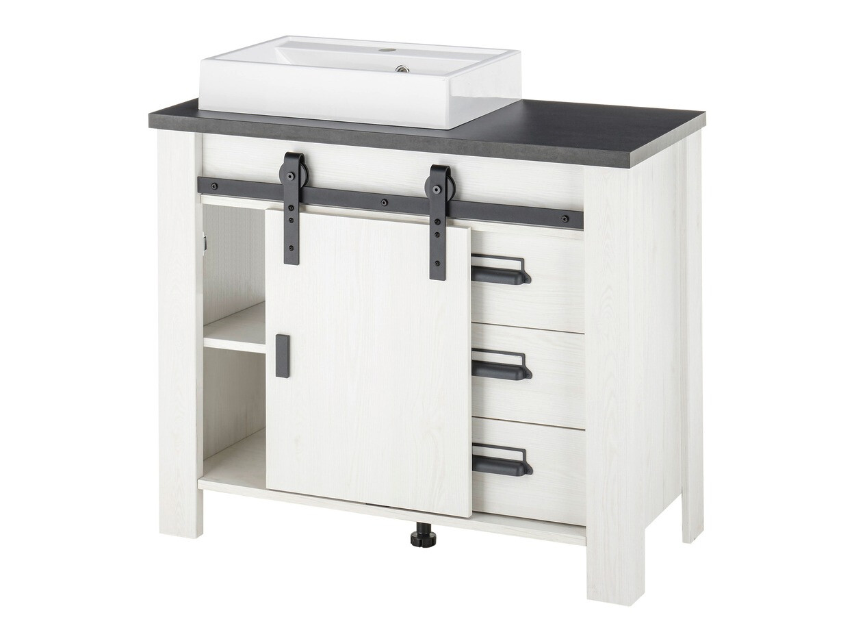 Σετ μπάνιου Cirtale 139 (Λευκασμένο πεύκο + Ανθρακί)