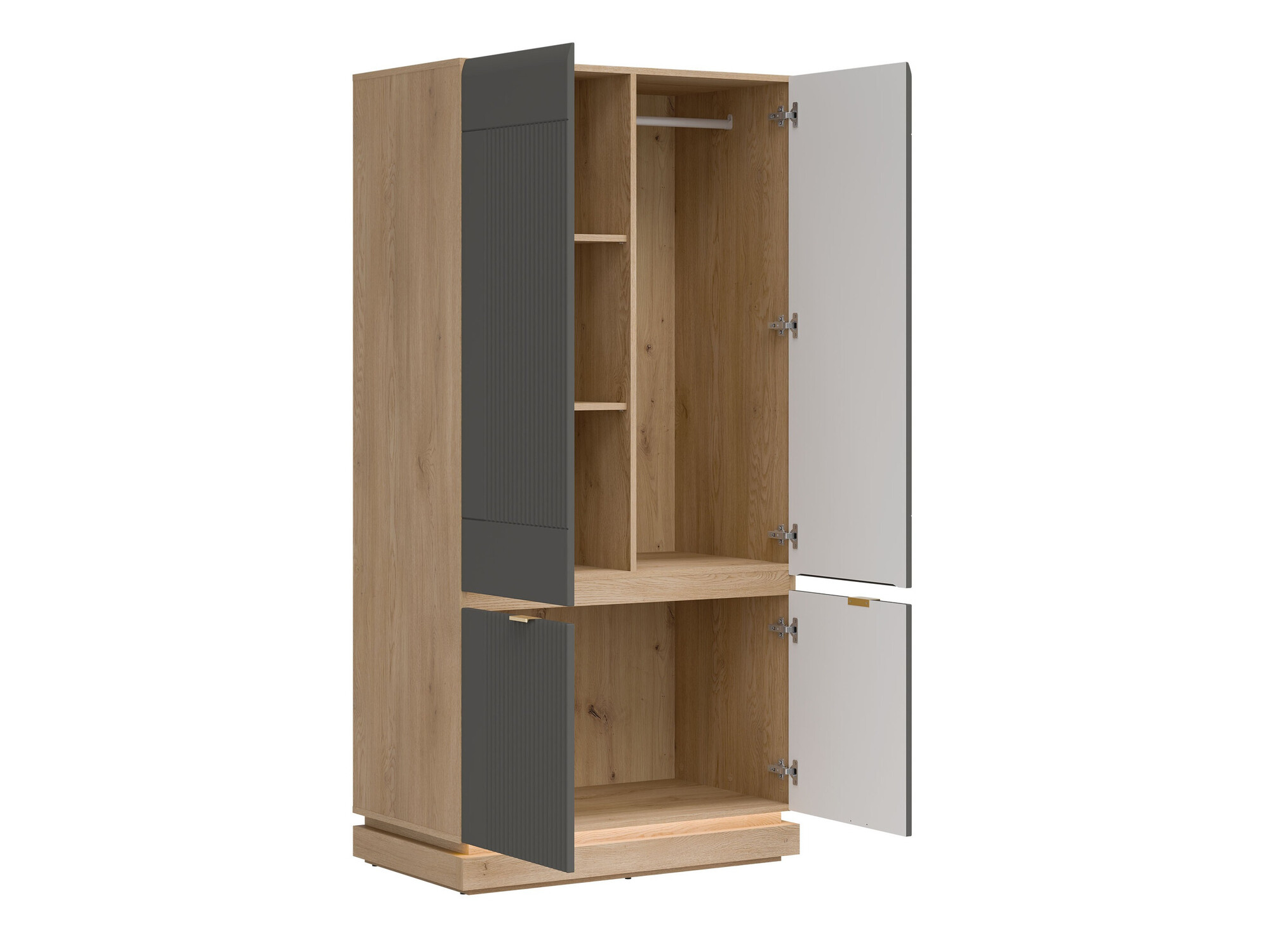 Wardrobe Teselbu 113 (Grey + Oak)