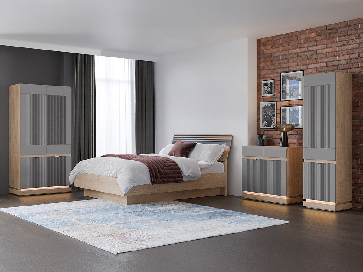Bedroom set Teselbu 117 (Grey + Oak)