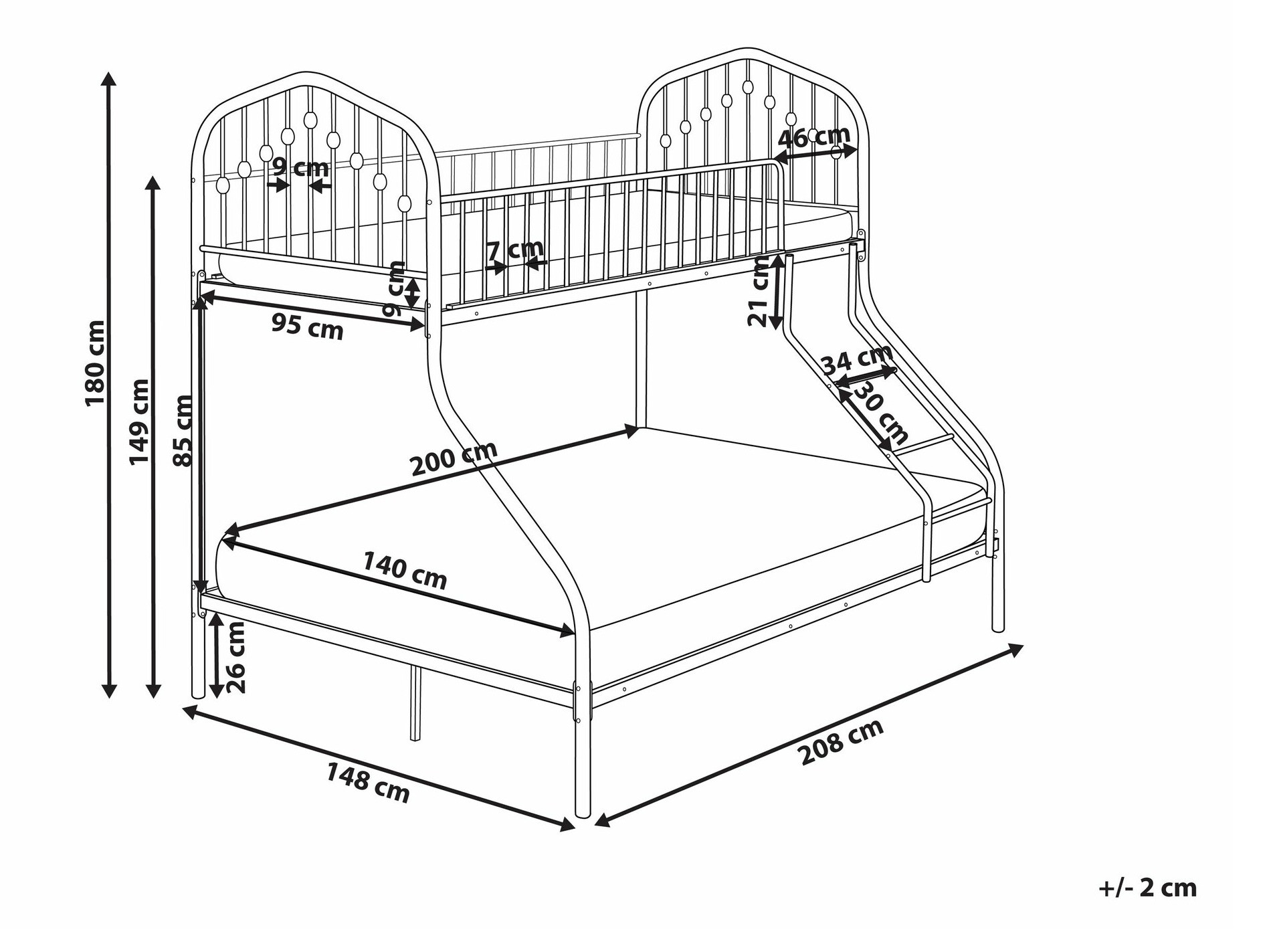 Bunk bed Berwyn 2633 (Black)